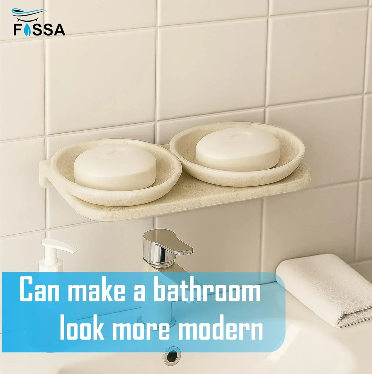 Ceramic Ivory Unbreakable Double Soap Dish Round Glossy Finish (RM-122) - Image 5