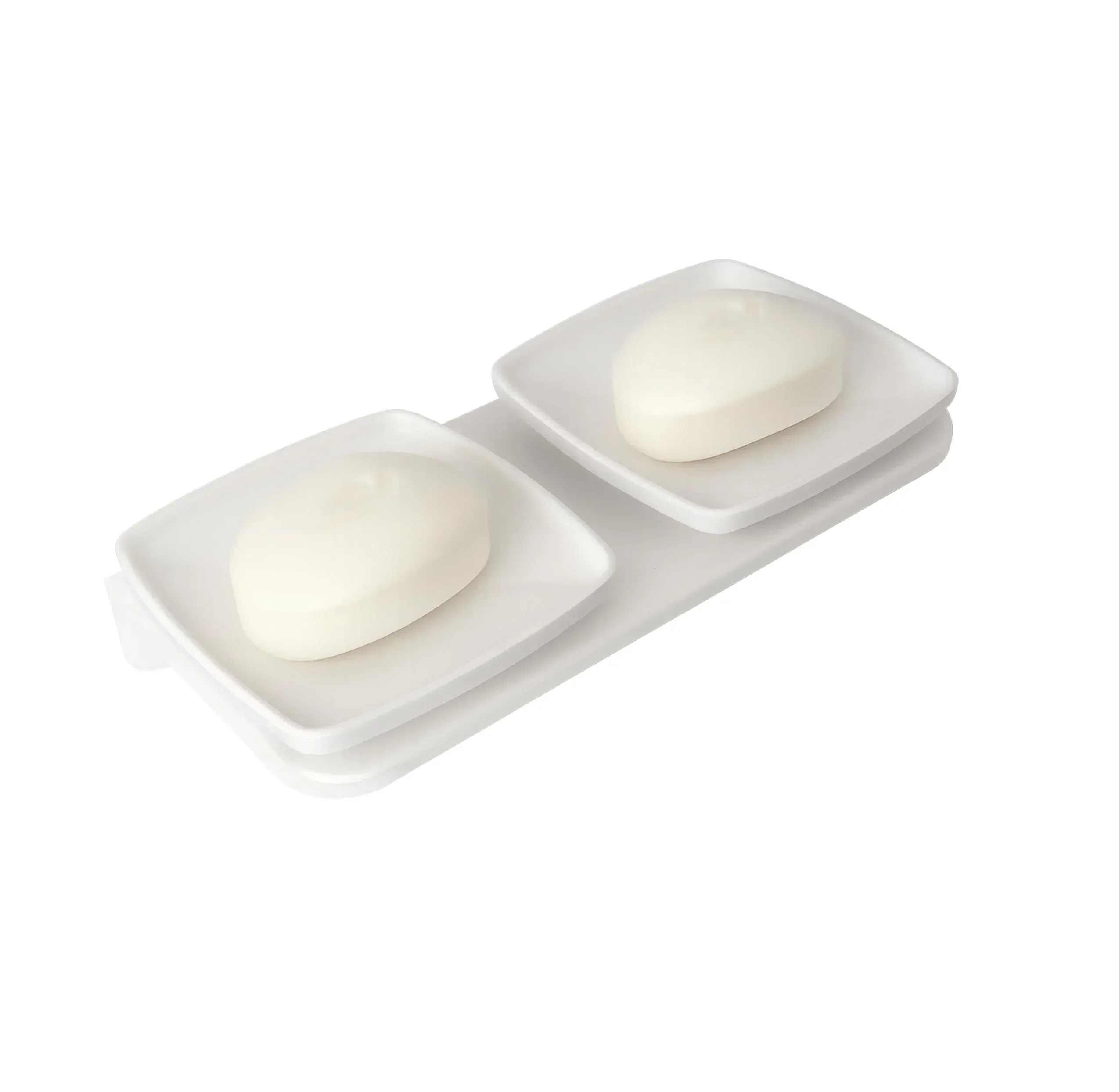 White Double Soap Dish Unbreakable Abs Square Ceramic Finish (RW-116)