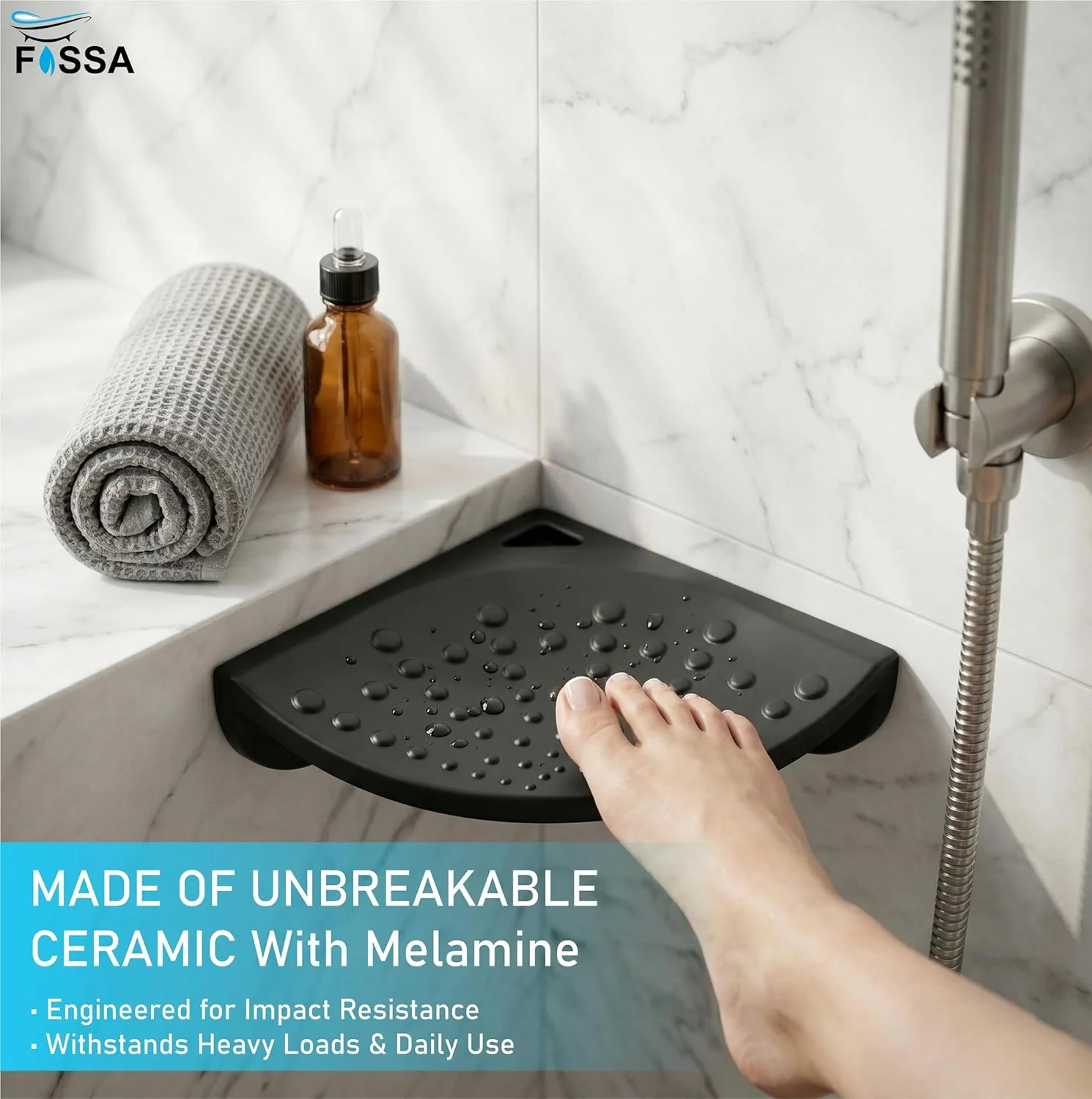 Ceramic Black Foot Rest Stand Unbreakable Glossy Finish (RB-135) - Image 3
