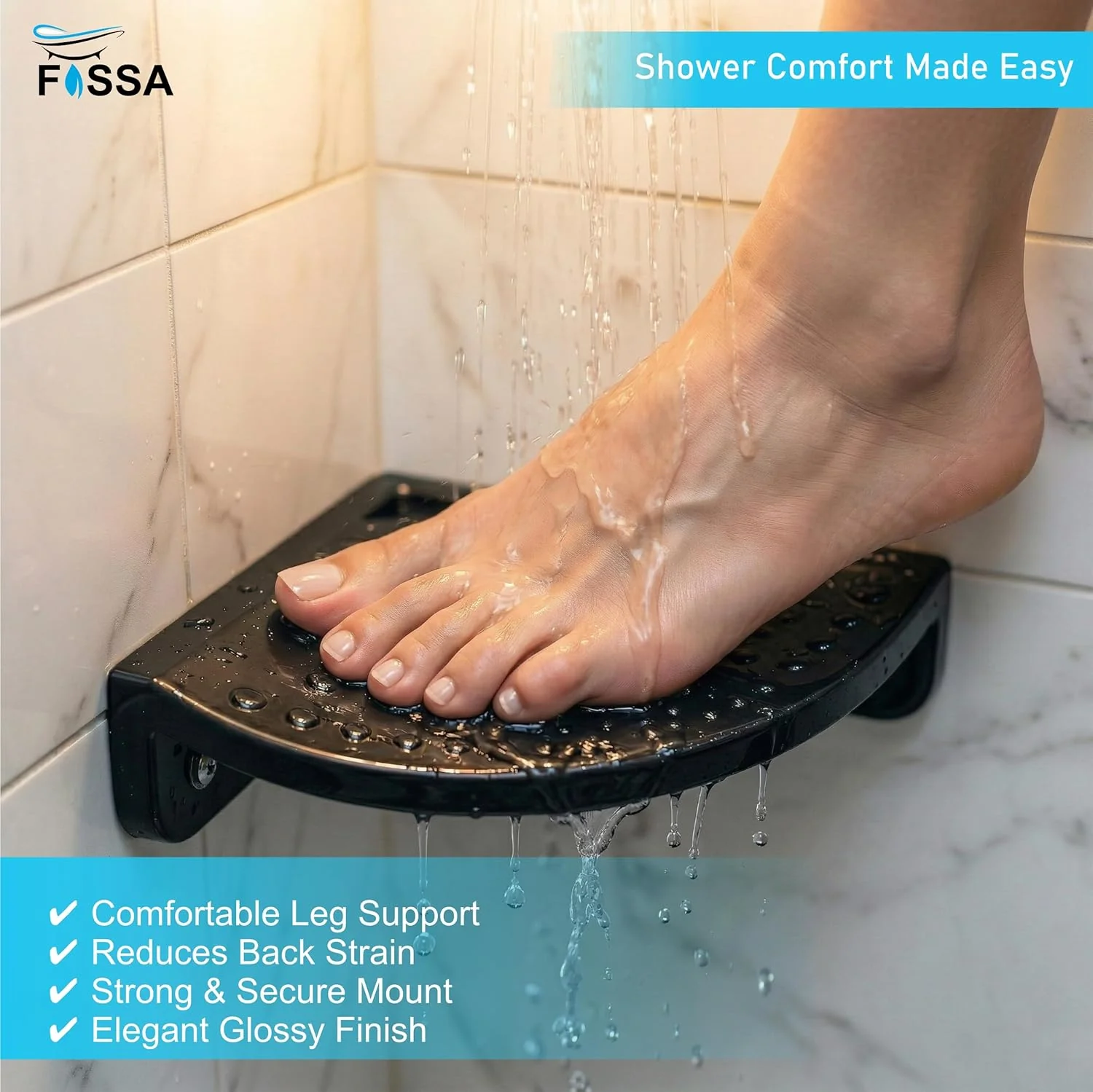 Ceramic Black Foot Rest Stand Unbreakable Glossy Finish (RB-135) - Image 4