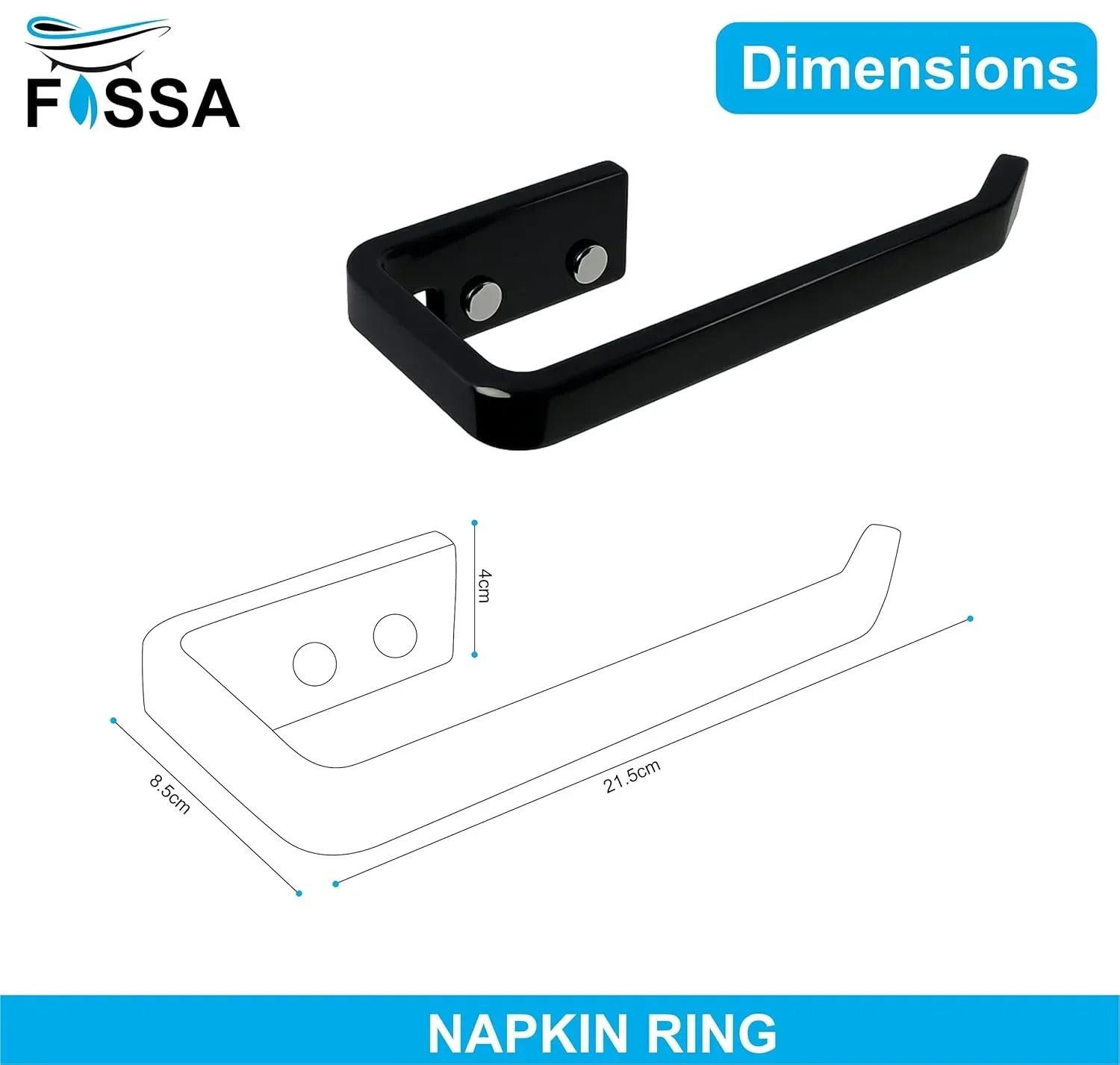 Ceramic Black Unbreakable Napkin Ring & Towel Holder Glossy Finish (RB-136) - Image 2