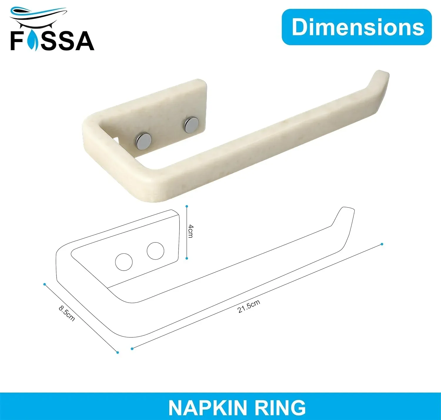 Ceramic Ivory Unbreakable Napkin Ring & Towel Holder Glossy Finish (RM-136) - Image 2