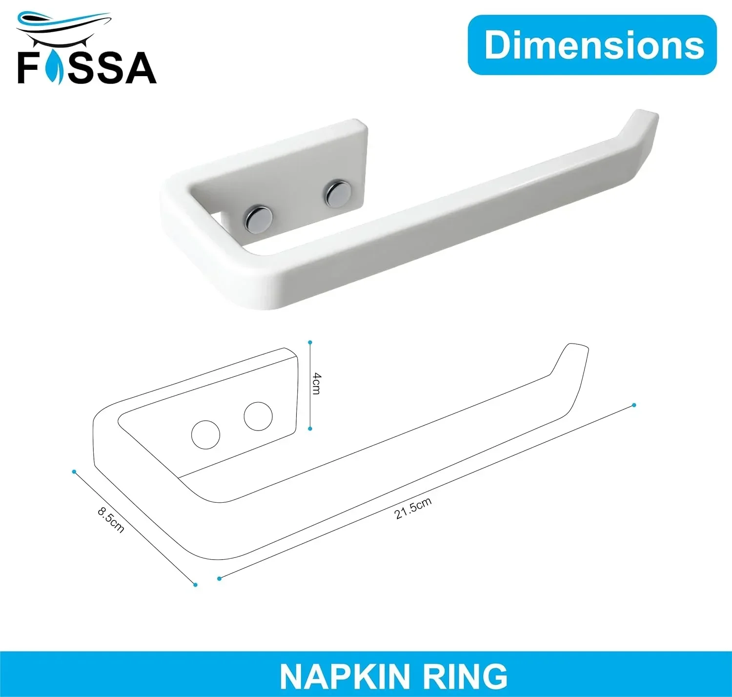 Ceramic White Unbreakable Napkin Ring & Towel Holder Glossy Finish (RW-136) - Image 2