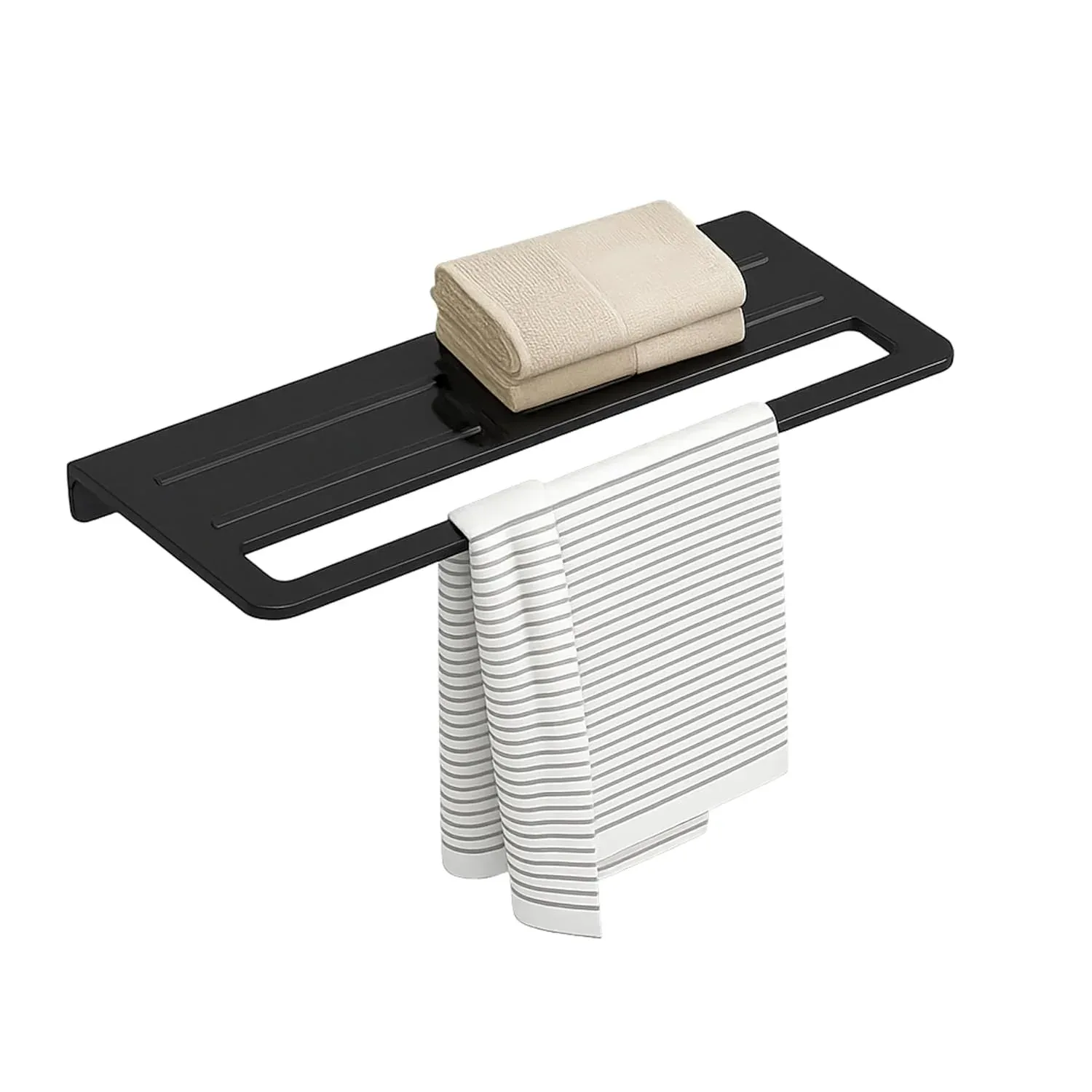 Ceramic Wall Mounted Towel Shelf Black Quartz (RB-127)