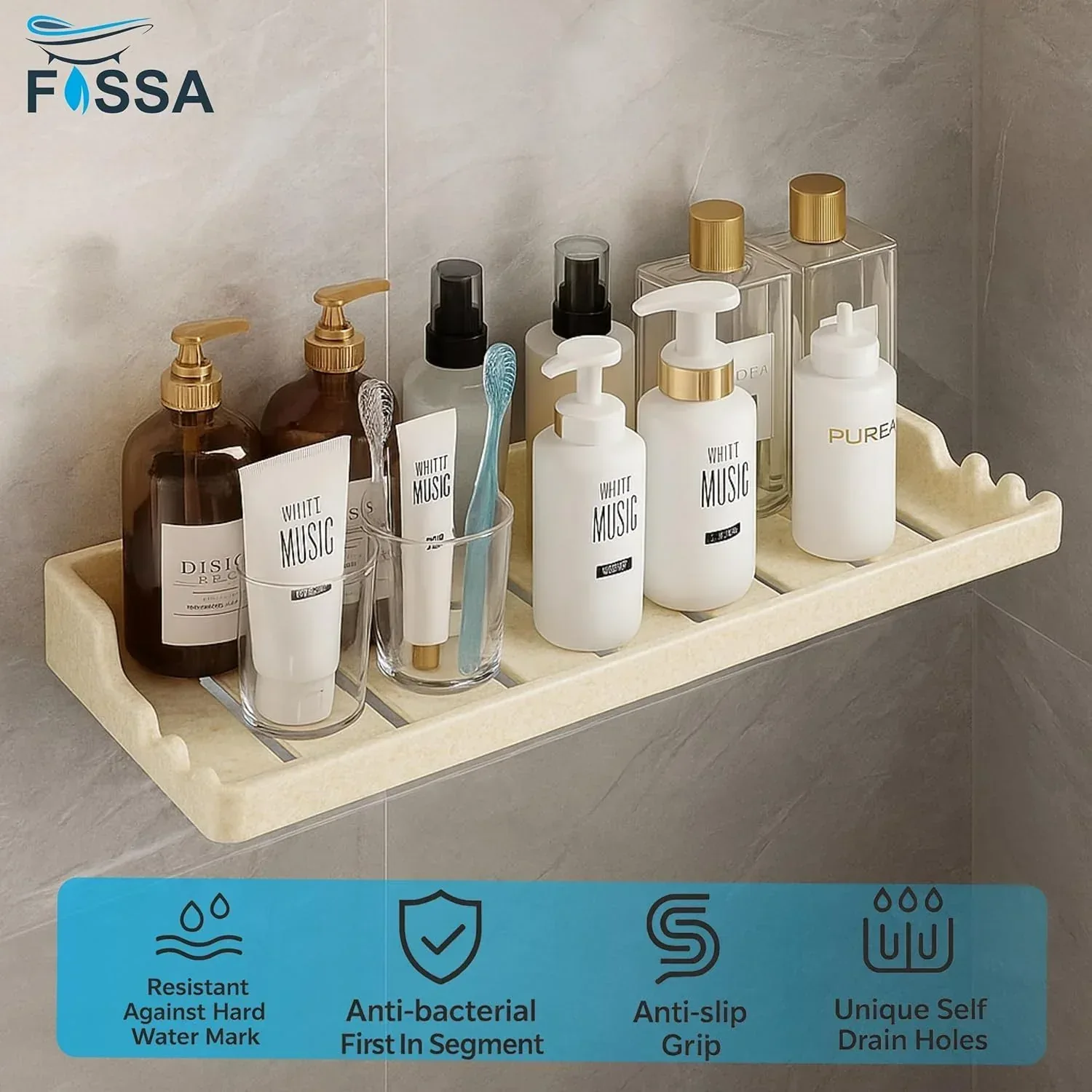 Classic Ceramic Wall Mounted Shelf Rack – Ivory (Glossy Finish) (RM-129) - Image 4