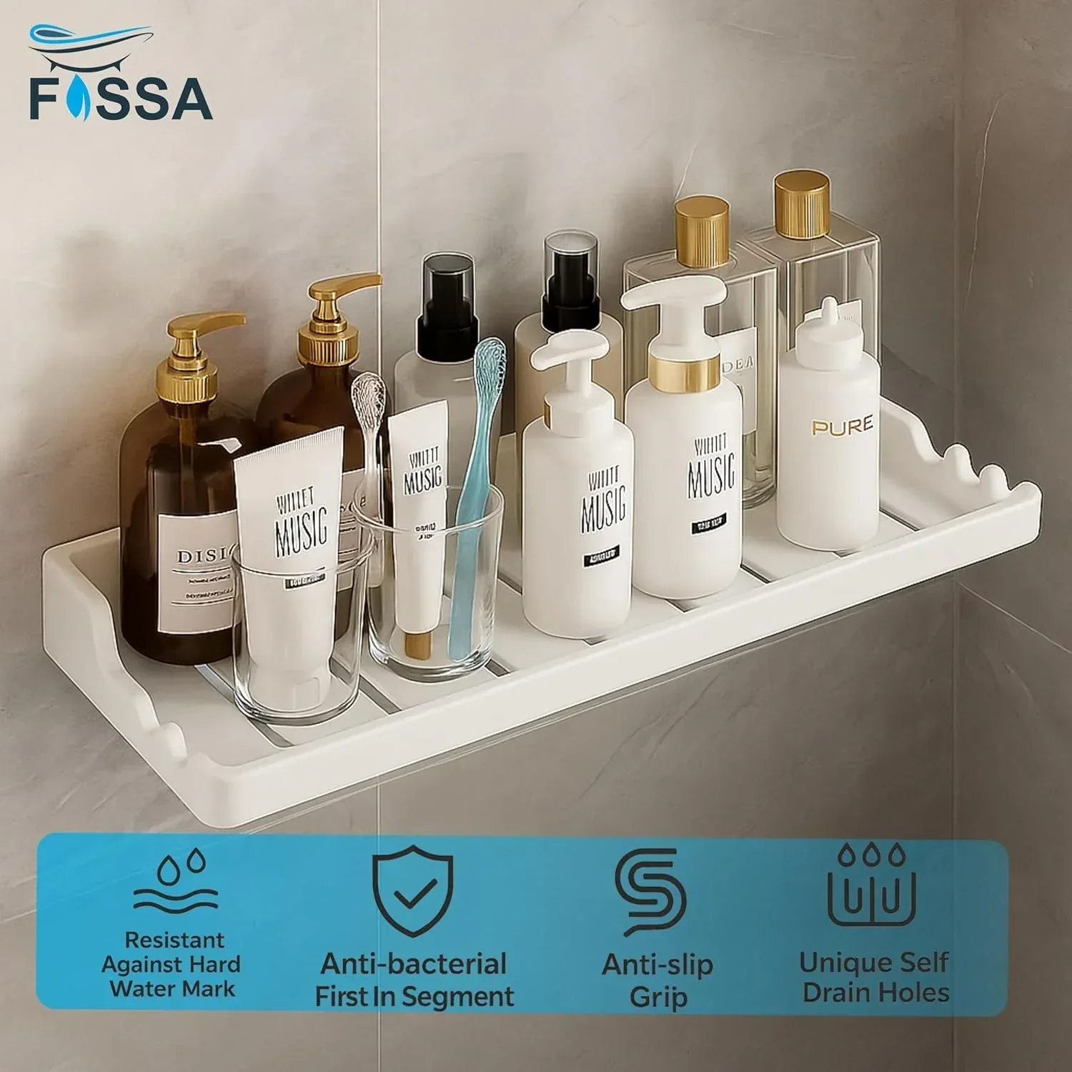 Classic Ceramic Wall Mounted Shelf Rack – White (Glossy Finish) (RW-129) - Image 4