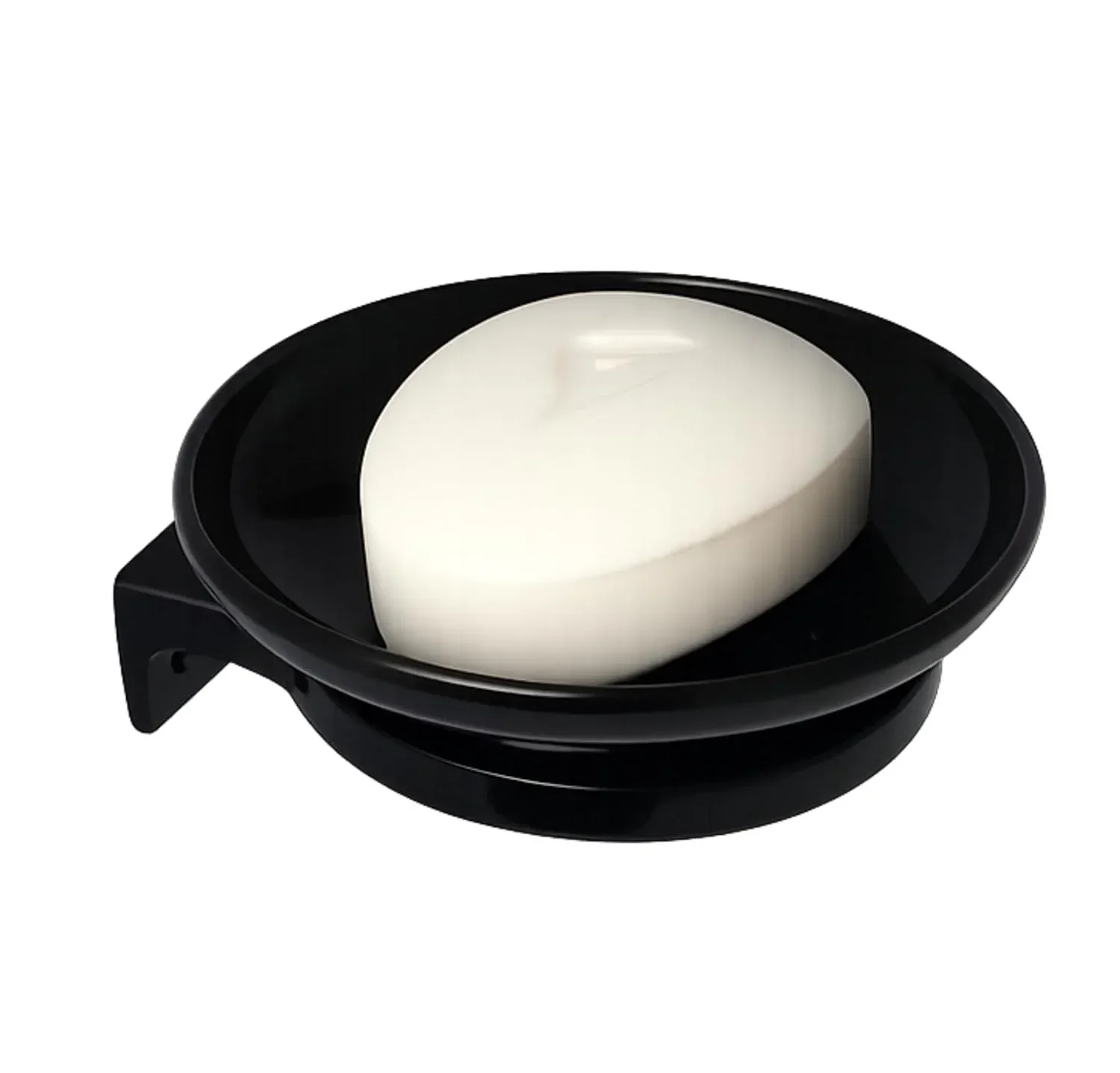 Ceramic Black Unbreakable Soap Dish Round Glossy Finish (RB-121)