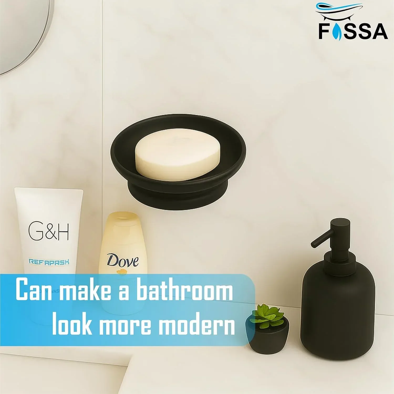 Ceramic Black Unbreakable Soap Dish Round Glossy Finish (RB-121) - Image 2