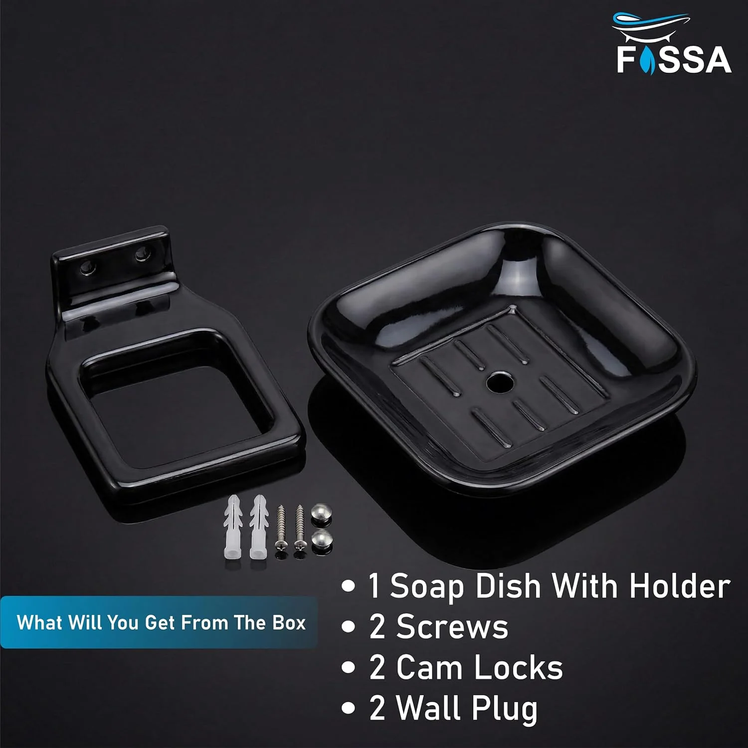 Ceramic Black Unbreakable Soap Dish Square Glossy Finish (RB-111) - Image 5