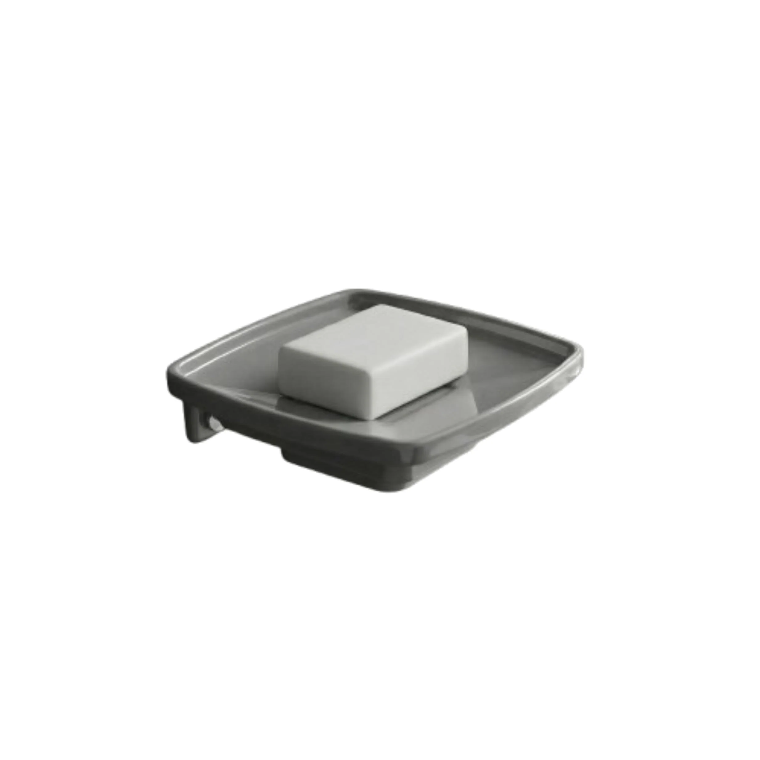 Ceramic Grey Unbreakable Soap Dish Square Glossy Finish (RG-115)