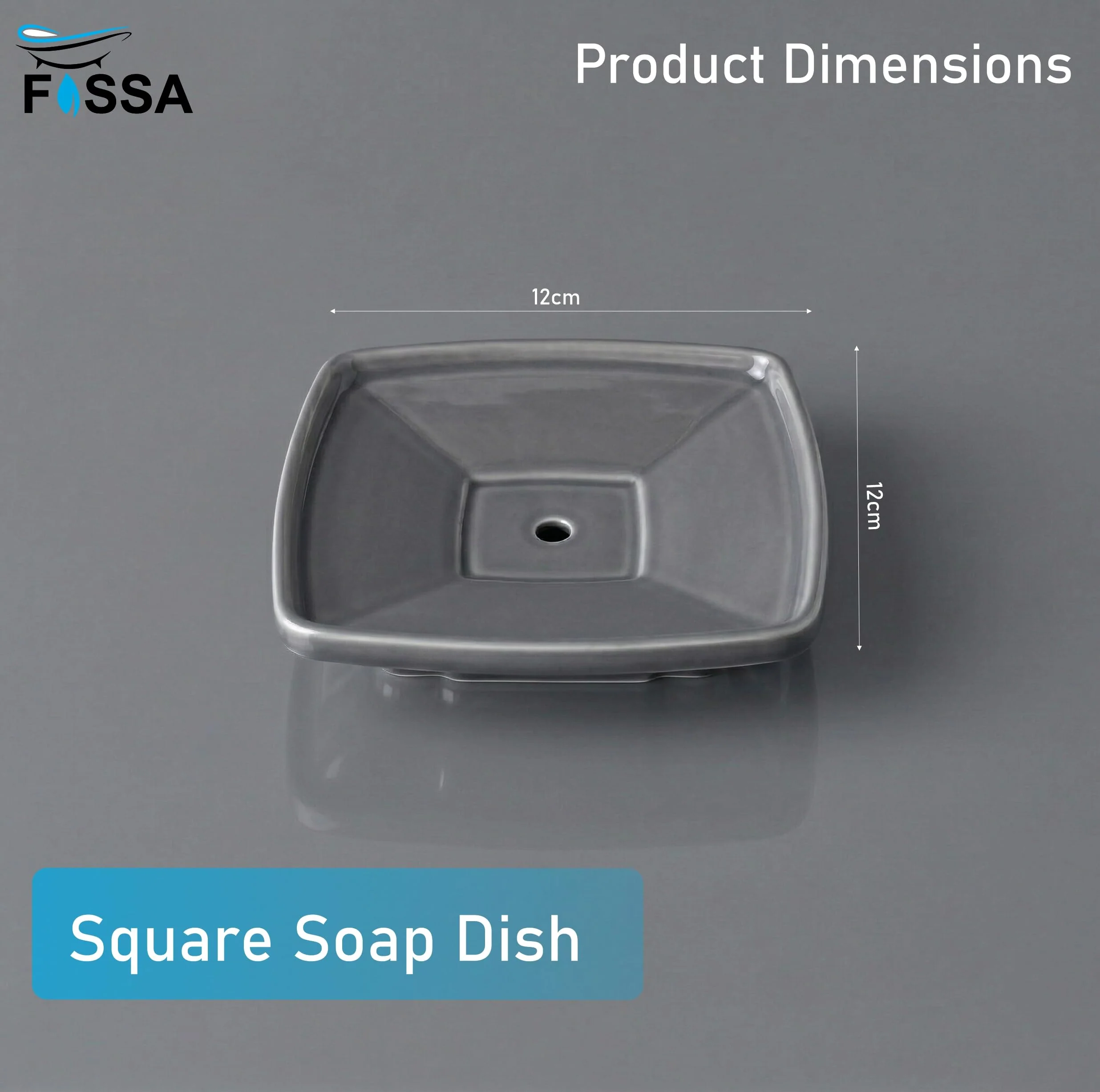 Ceramic Grey Unbreakable Soap Dish Square Glossy Finish (RG-115) - Image 2