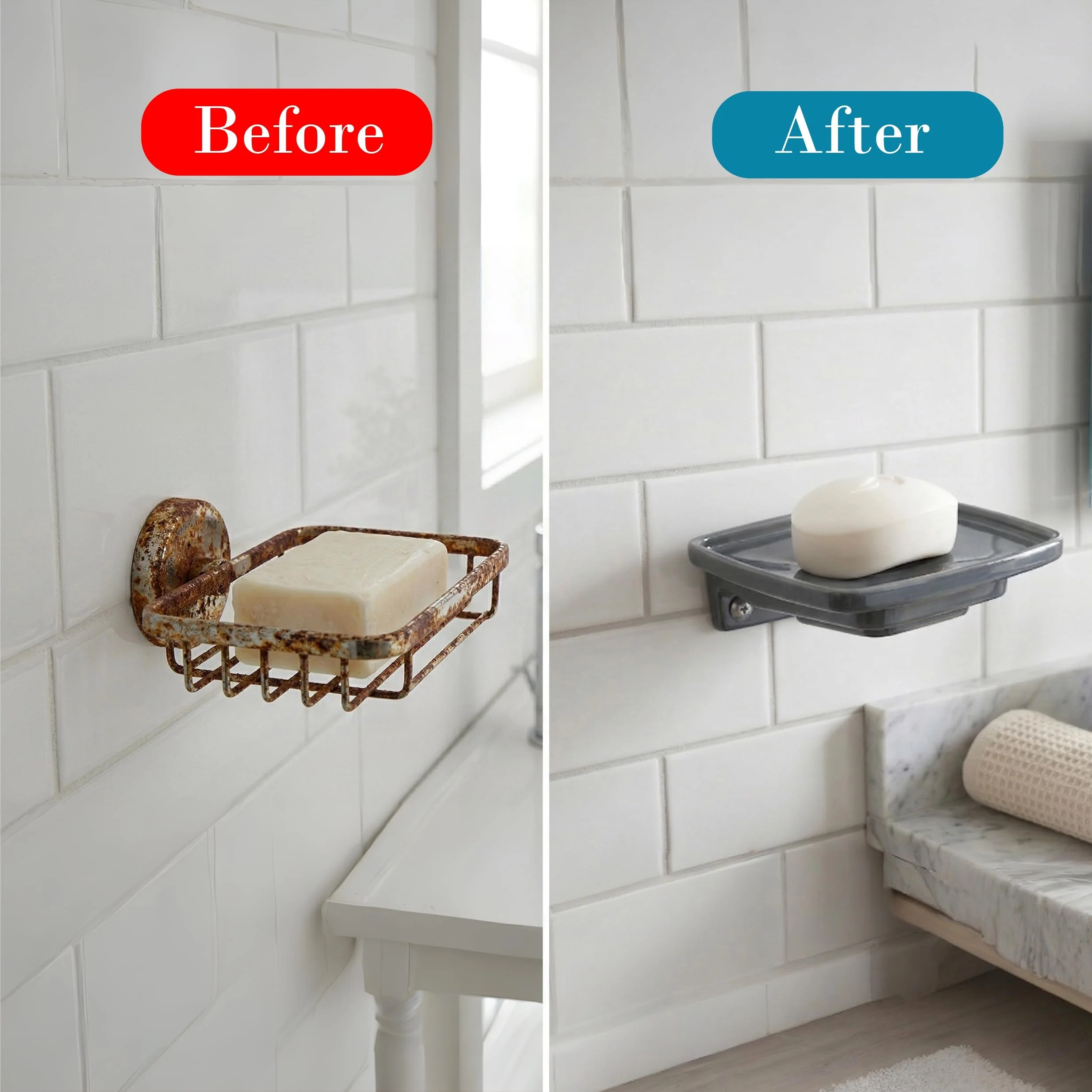 Ceramic Grey Unbreakable Soap Dish Square Glossy Finish (RG-115) - Image 7