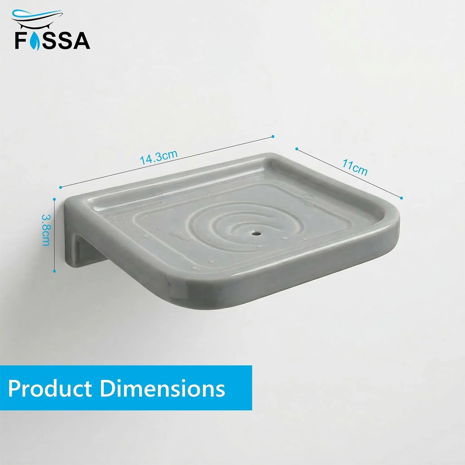 Ceramic Grey Unbreakable Soap Dish Rectangular Glossy Finish (RG-118) - Image 2