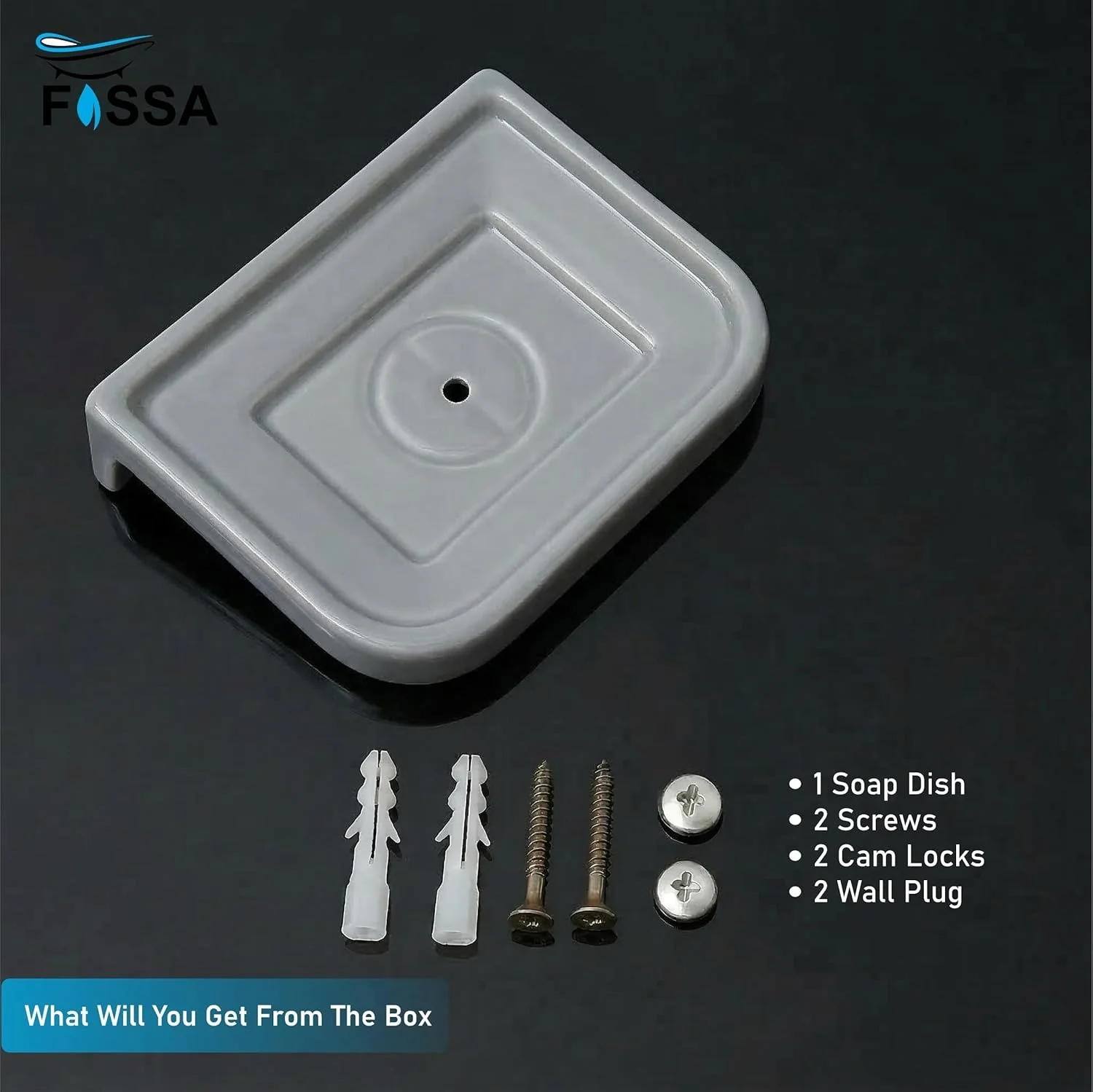 Ceramic Grey Unbreakable Soap Dish Rectangular Glossy Finish (RG-118) - Image 5