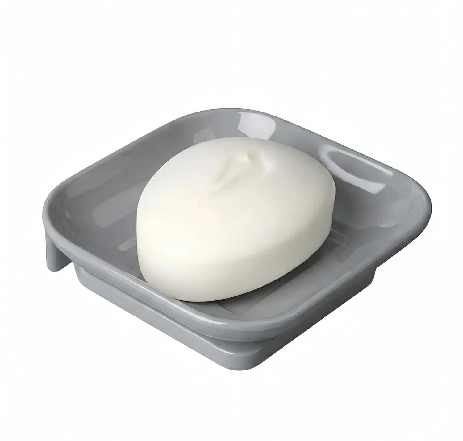 Ceramic Grey Unbreakable Soap Dish Square Glossy Finish (RG-111)