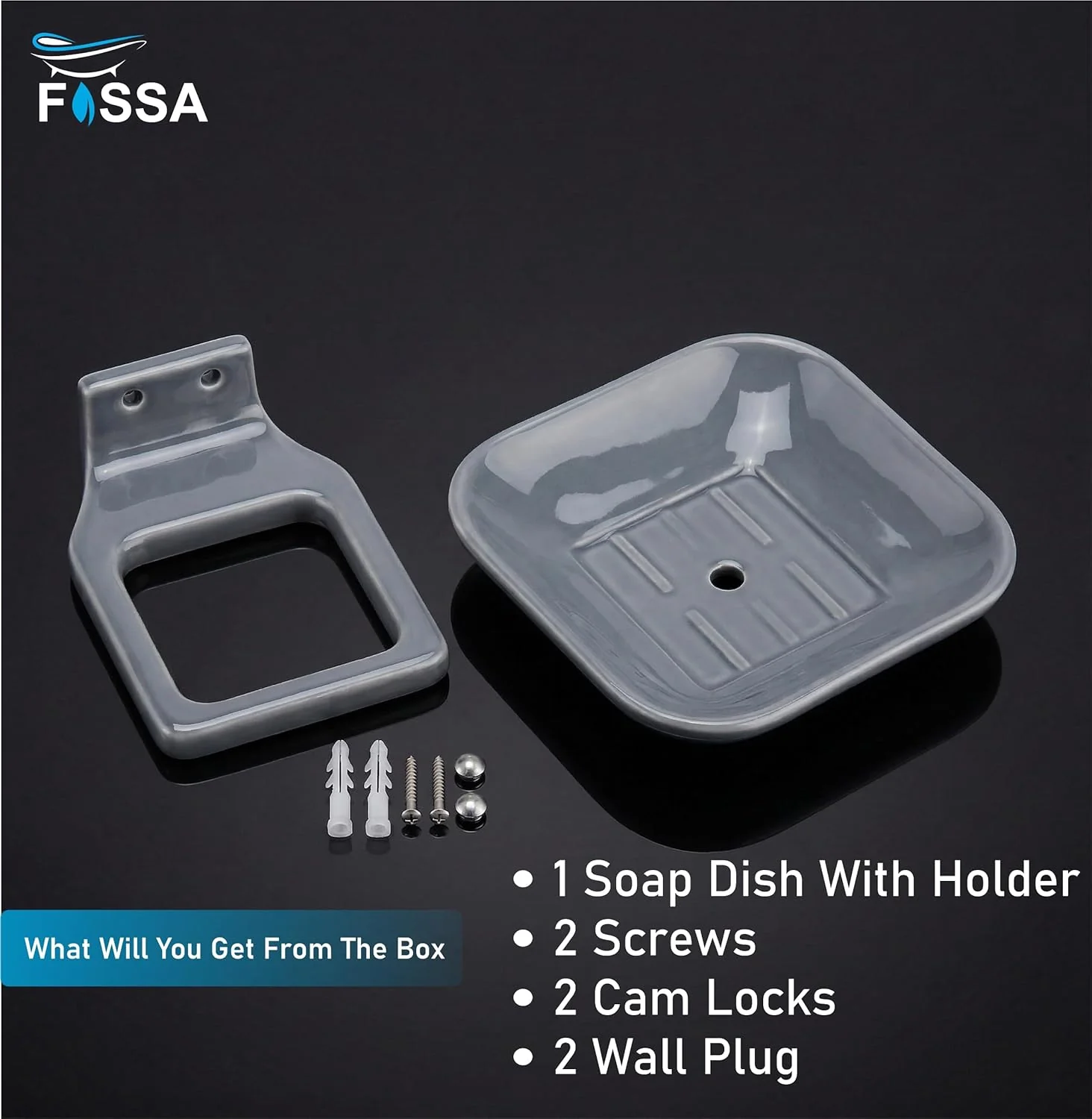 Ceramic Grey Unbreakable Soap Dish Square Glossy Finish (RG-111) - Image 6