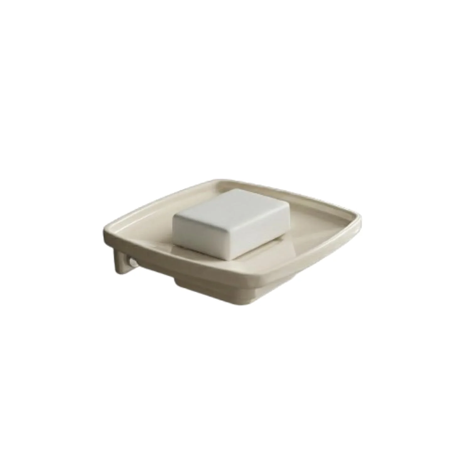 Ceramic Ivory Unbreakable Soap Dish Square Glossy Finish (RM-115)
