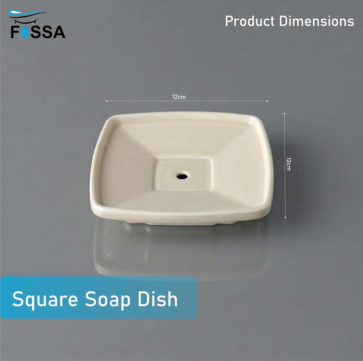 Ceramic Ivory Unbreakable Soap Dish Square Glossy Finish (RM-115) - Image 2
