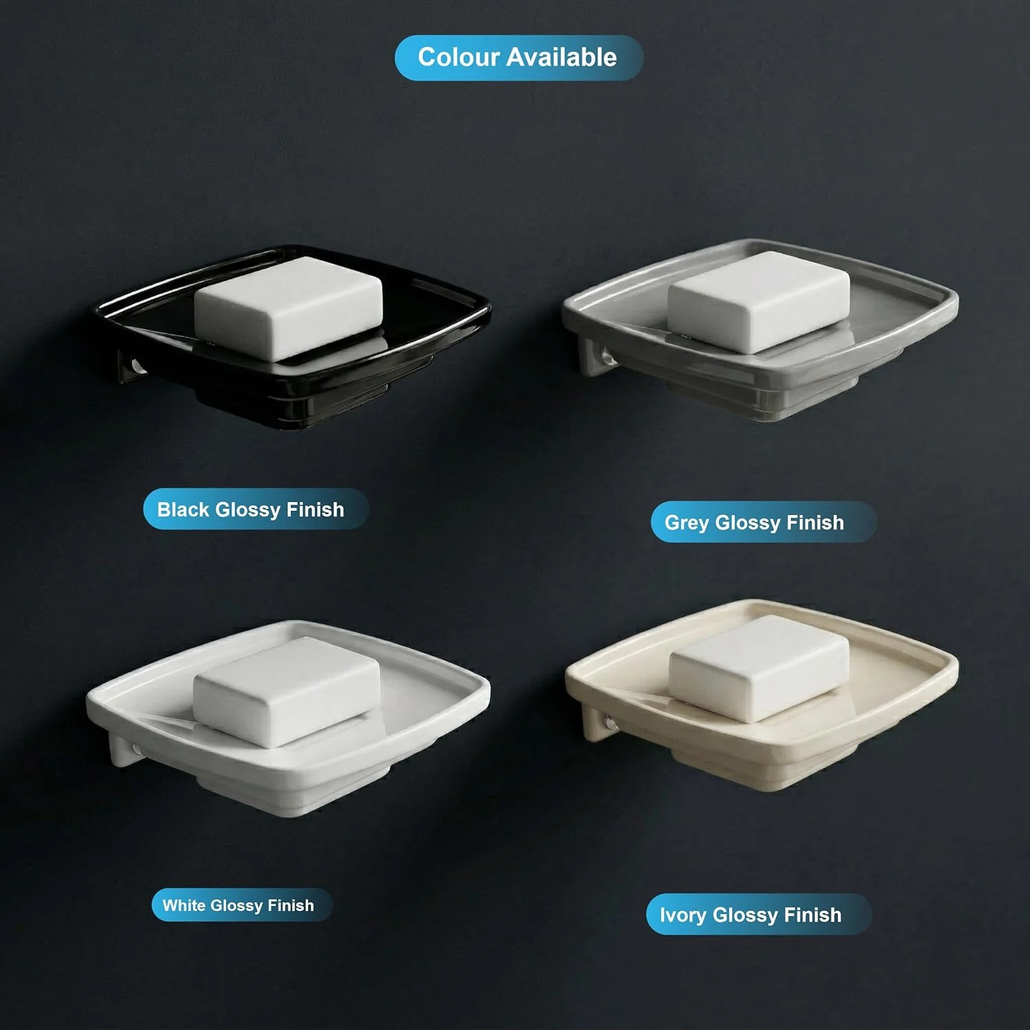 Ceramic Ivory Unbreakable Soap Dish Square Glossy Finish (RM-115) - Image 5