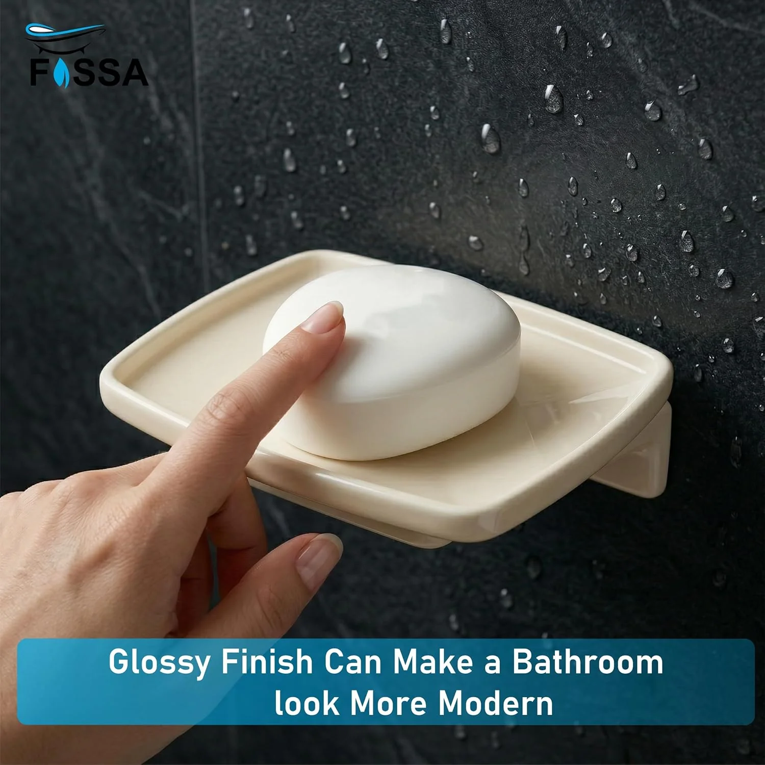 Ceramic Ivory Unbreakable Soap Dish Square Glossy Finish (RM-115) - Image 6