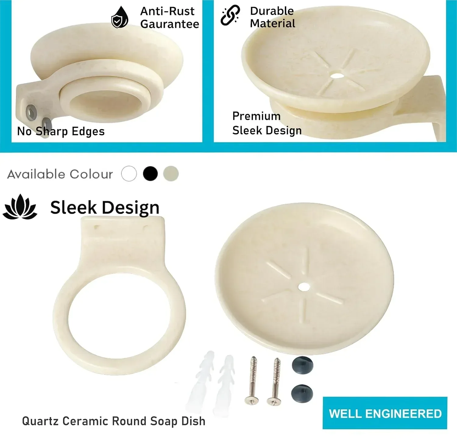 Ceramic Ivory Unbreakable Soap Dish Round Glossy Finish (RM-121) - Image 4