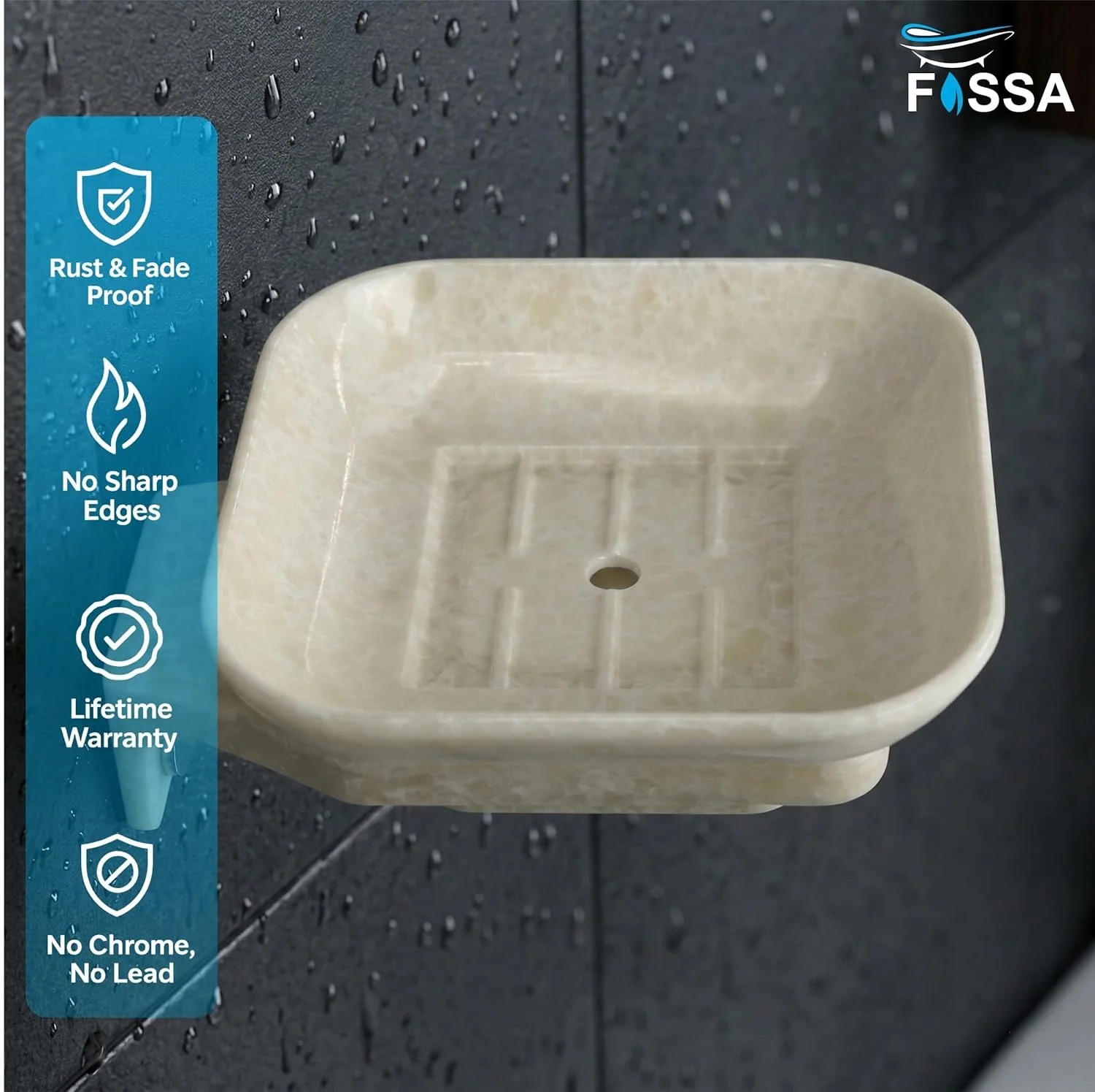 Ceramic Ivory Unbreakable Soap Dish Square Glossy Finish (RM-111) - Image 3