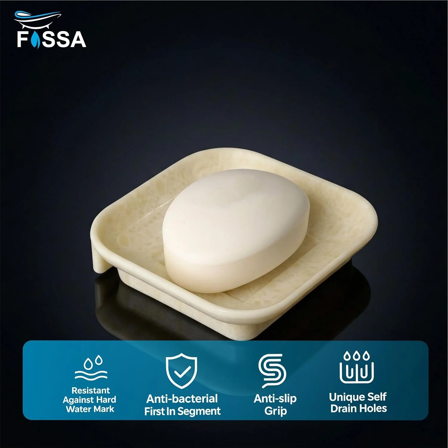Ceramic Ivory Unbreakable Soap Dish Square Glossy Finish (RM-111) - Image 4