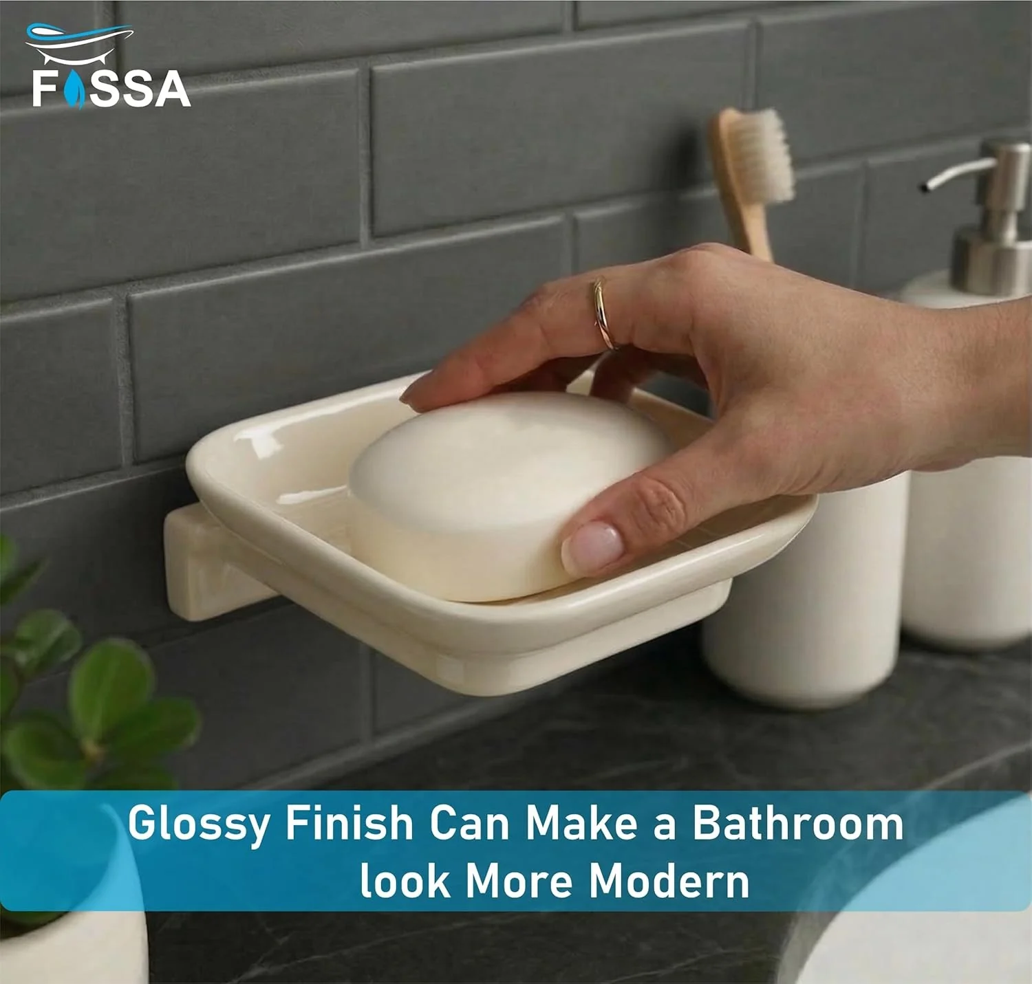 Ceramic Ivory Unbreakable Soap Dish Square Glossy Finish (RM-111) - Image 5