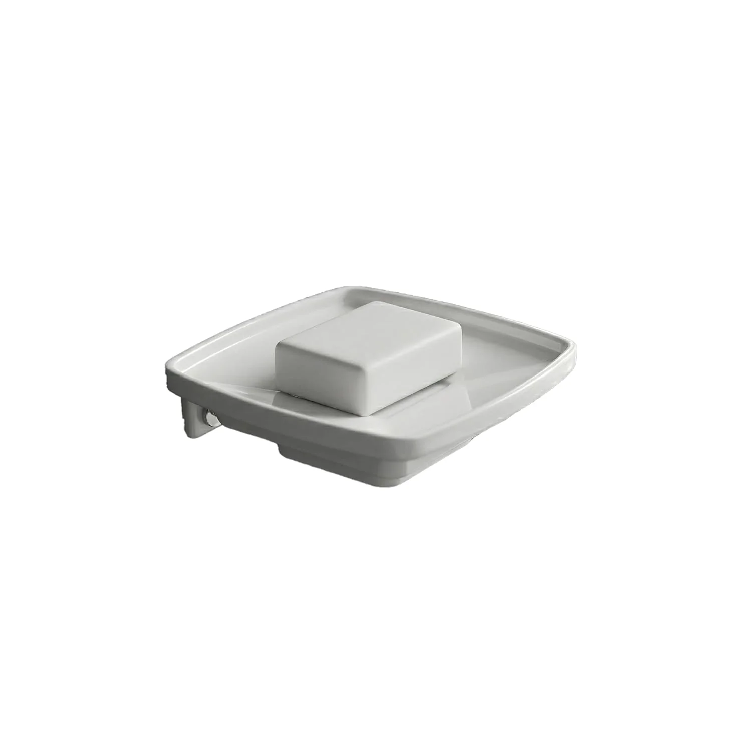 Ceramic White Unbreakable Soap Dish Square Glossy Finish (RW-115)