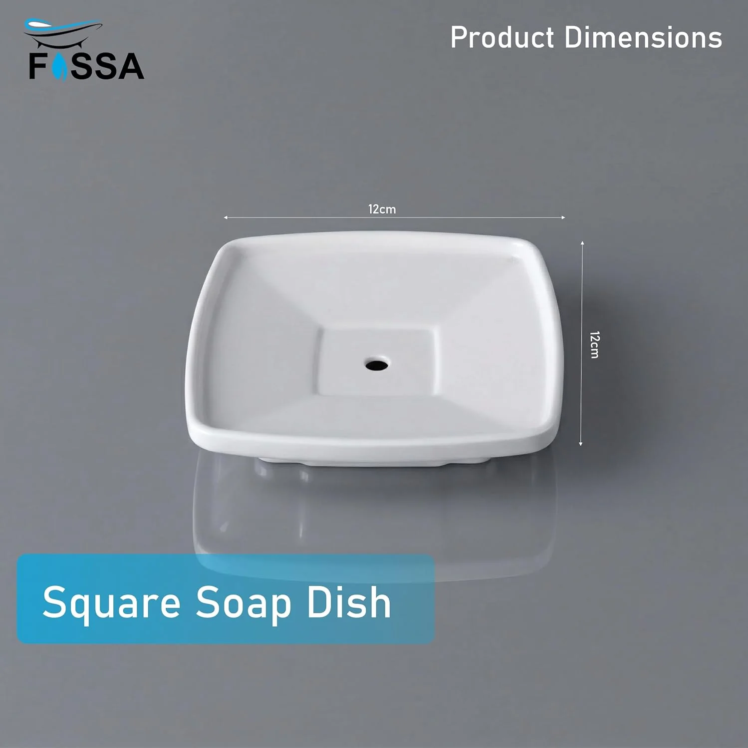 Ceramic White Unbreakable Soap Dish Square Glossy Finish (RW-115) - Image 2