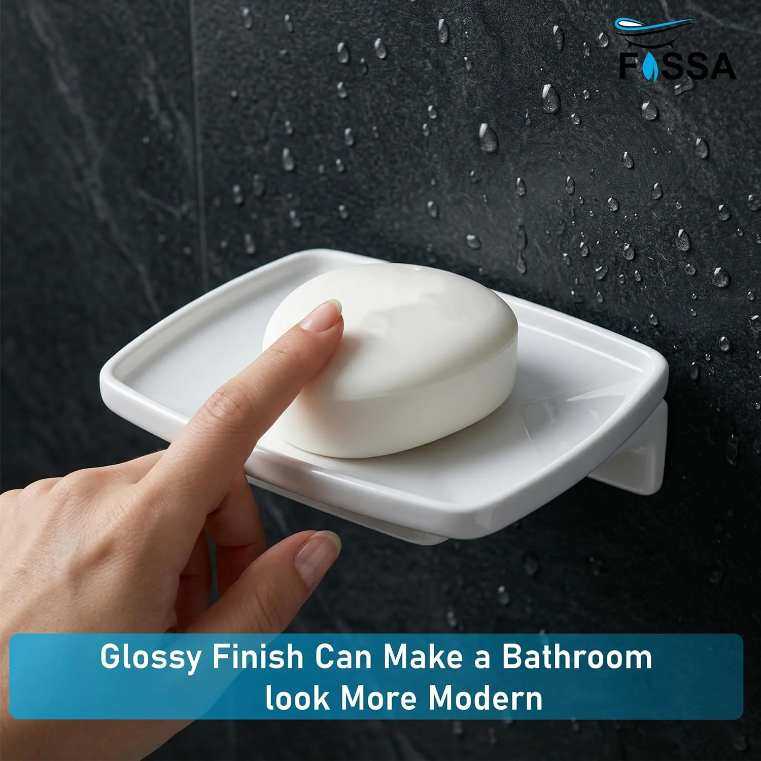 Ceramic White Unbreakable Soap Dish Square Glossy Finish (RW-115) - Image 4
