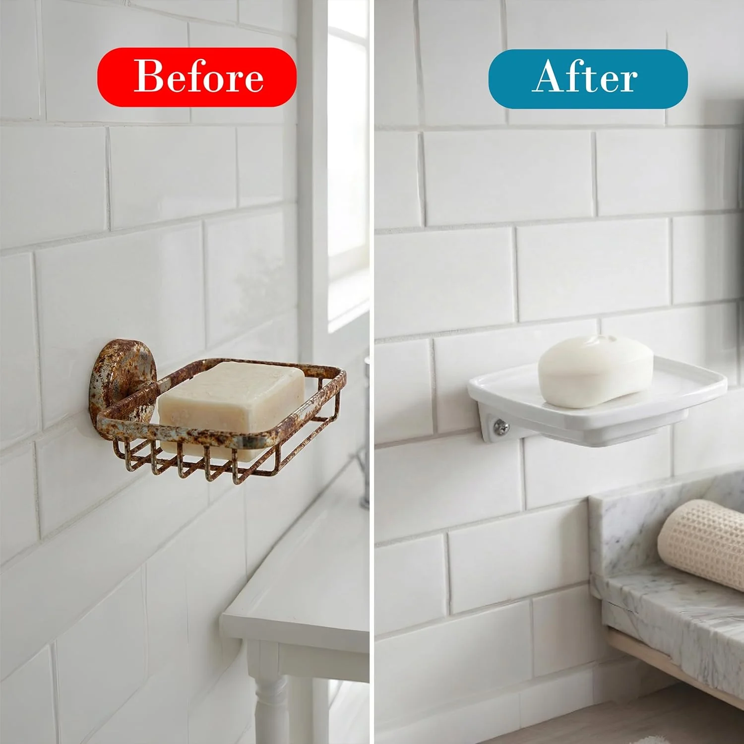 Ceramic White Unbreakable Soap Dish Square Glossy Finish (RW-115) - Image 6