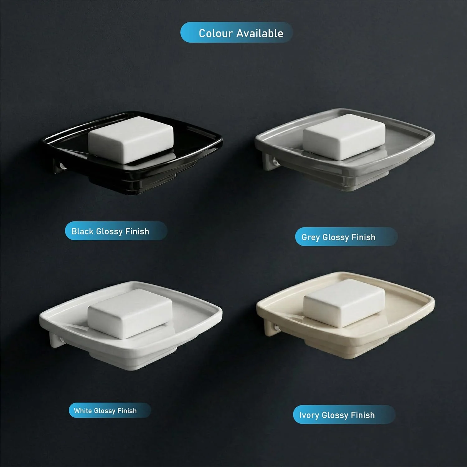 Ceramic White Unbreakable Soap Dish Square Glossy Finish (RW-115) - Image 7