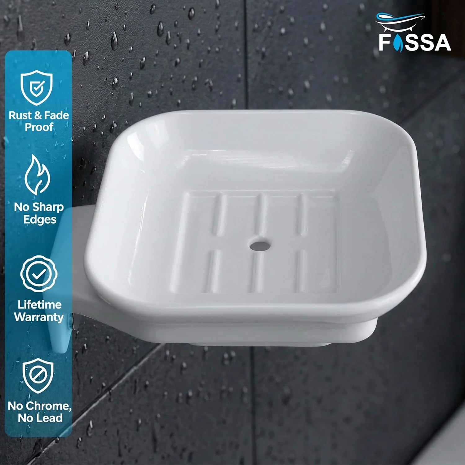 Ceramic White Unbreakable Soap Dish Square Glossy Finish (RW-111) - Image 3