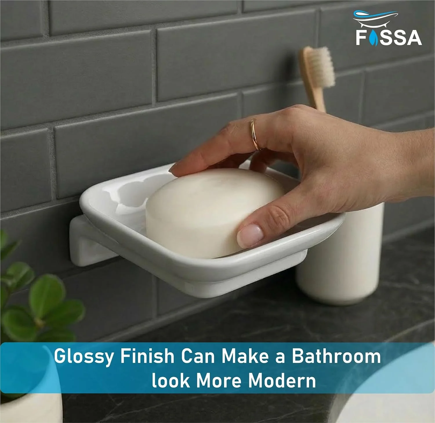 Ceramic White Unbreakable Soap Dish Square Glossy Finish (RW-111) - Image 4