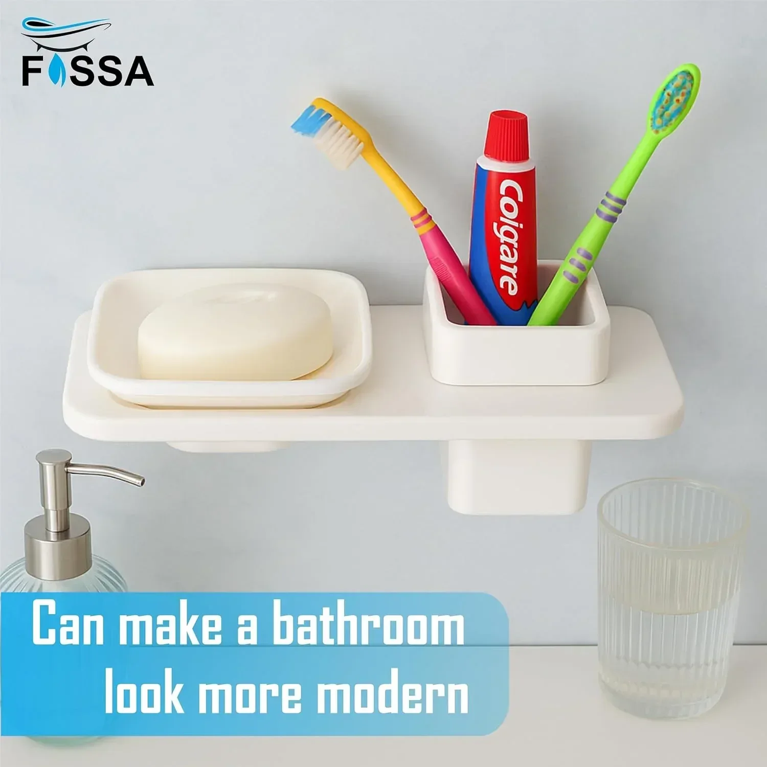 Ceramic White Unbreakable Soap Dish with Toothbrush Holder Rectangular Glossy Finish (RW-114) - Image 5
