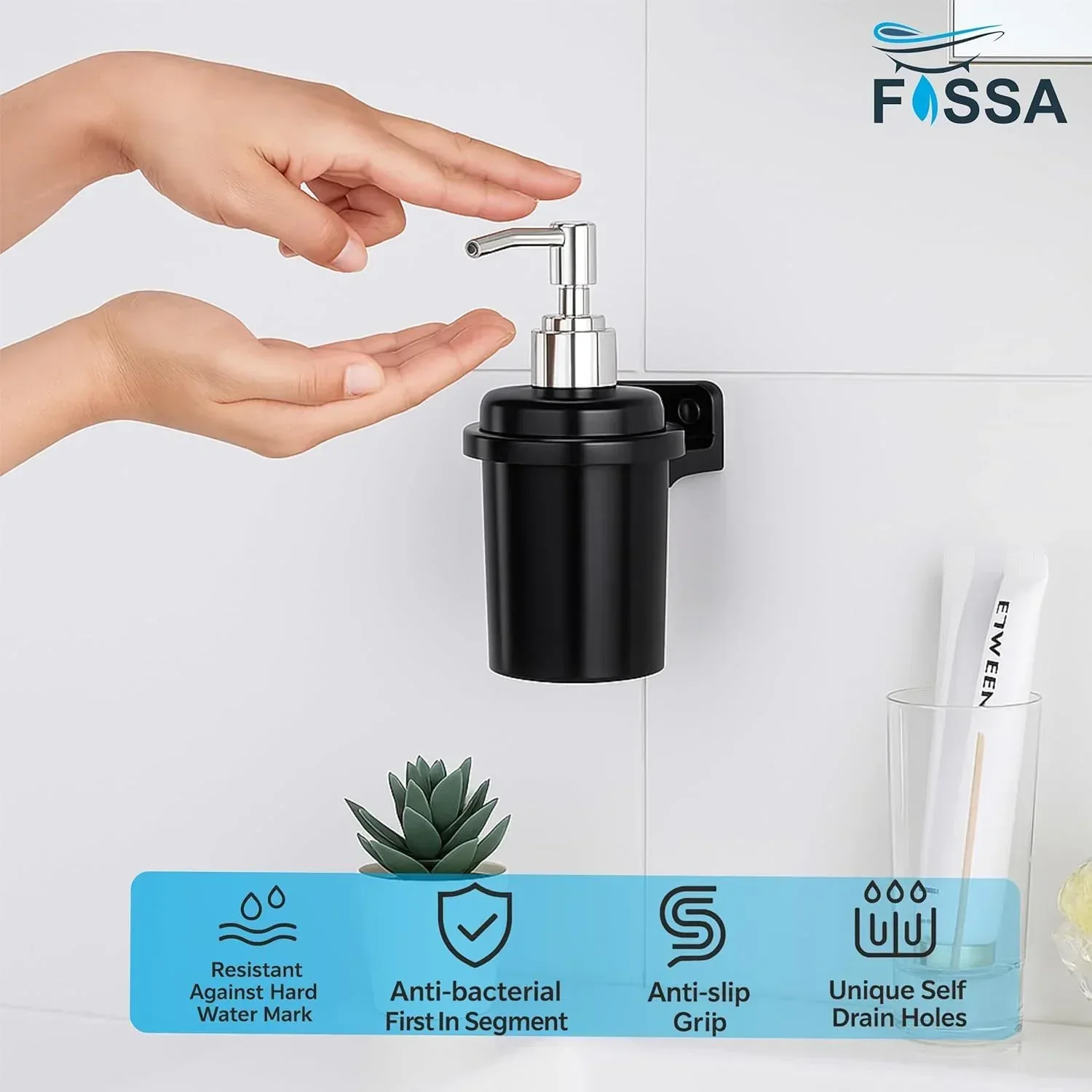 Ceramic Black Soap Dispenser Unbreakable Glossy Finish (RB-124) - Image 3
