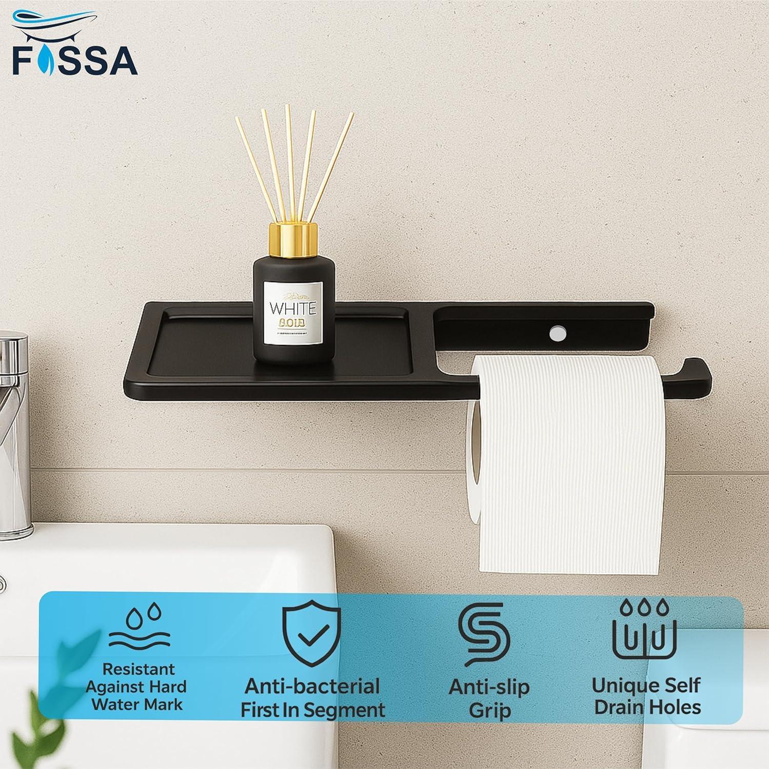Ceramic Black Toilet Paper Holder with Mobile Stand (RB-125) - Image 4