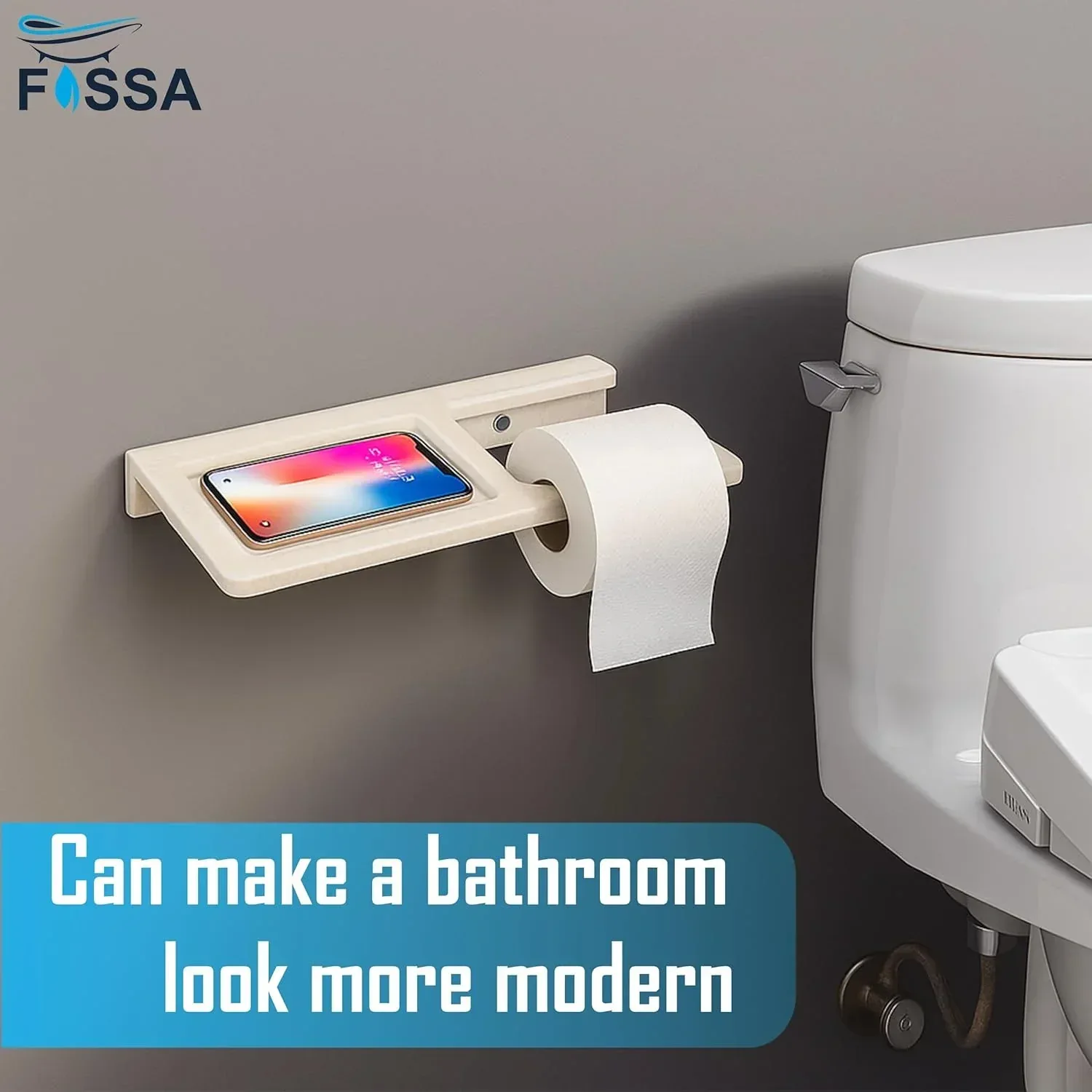 Ceramic Ivory Toilet Paper Holder with Mobile Stand (RM-125) - Image 5