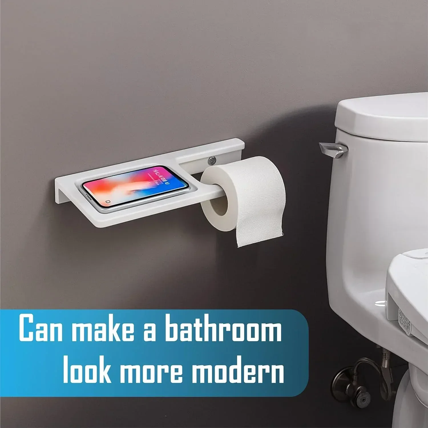 Ceramic White Toilet Paper Holder with Mobile Stand (RW-125) - Image 3