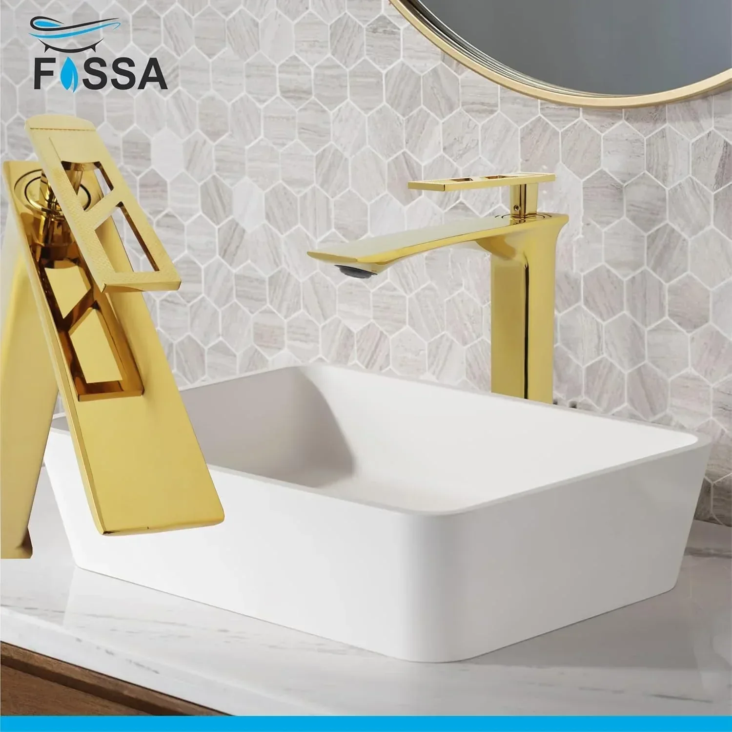 Classy Extended Body Brass Wash Basin Mixer Tap (Gold) - Image 4