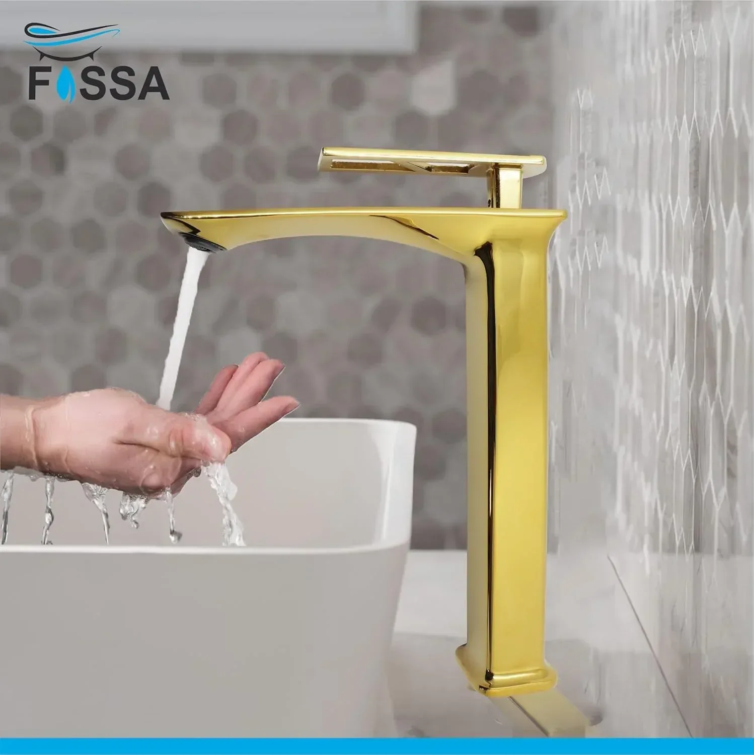 Classy Extended Body Brass Wash Basin Mixer Tap (Gold) - Image 5
