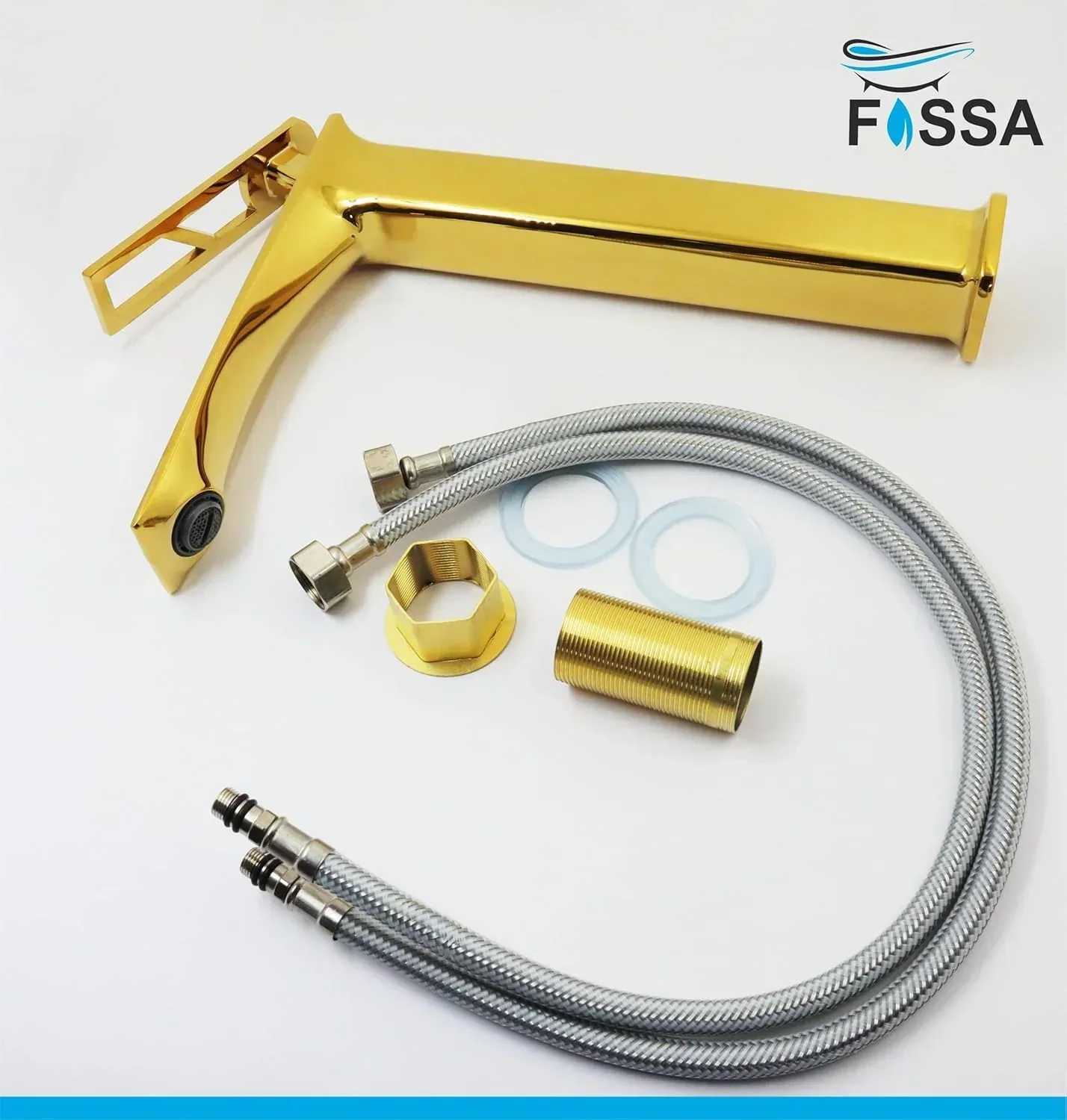 Classy Extended Body Brass Wash Basin Mixer Tap (Gold) - Image 7