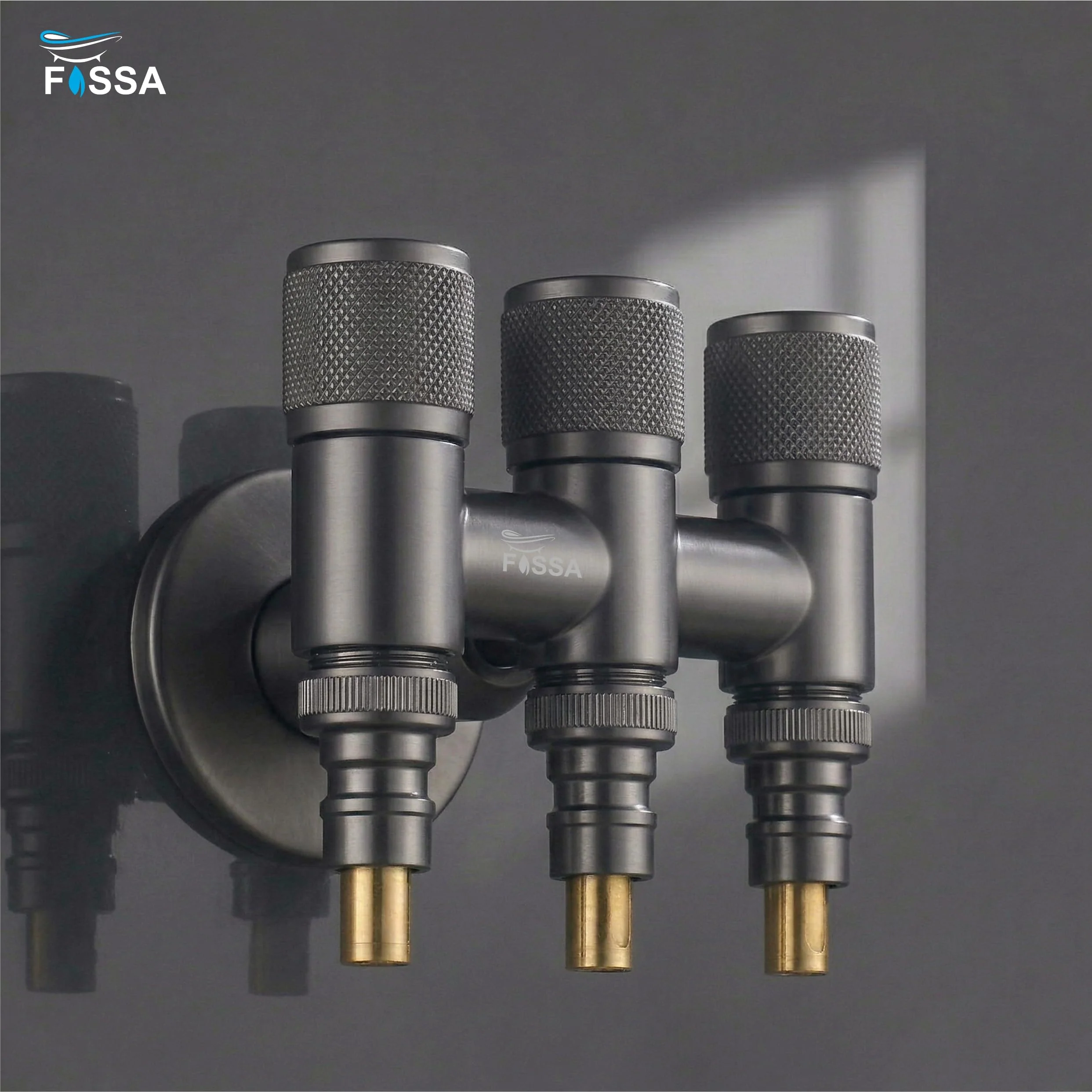 Curio 3  Way Grey Stainless Steel Laundry Angle Valve With Nozzle - Image 6