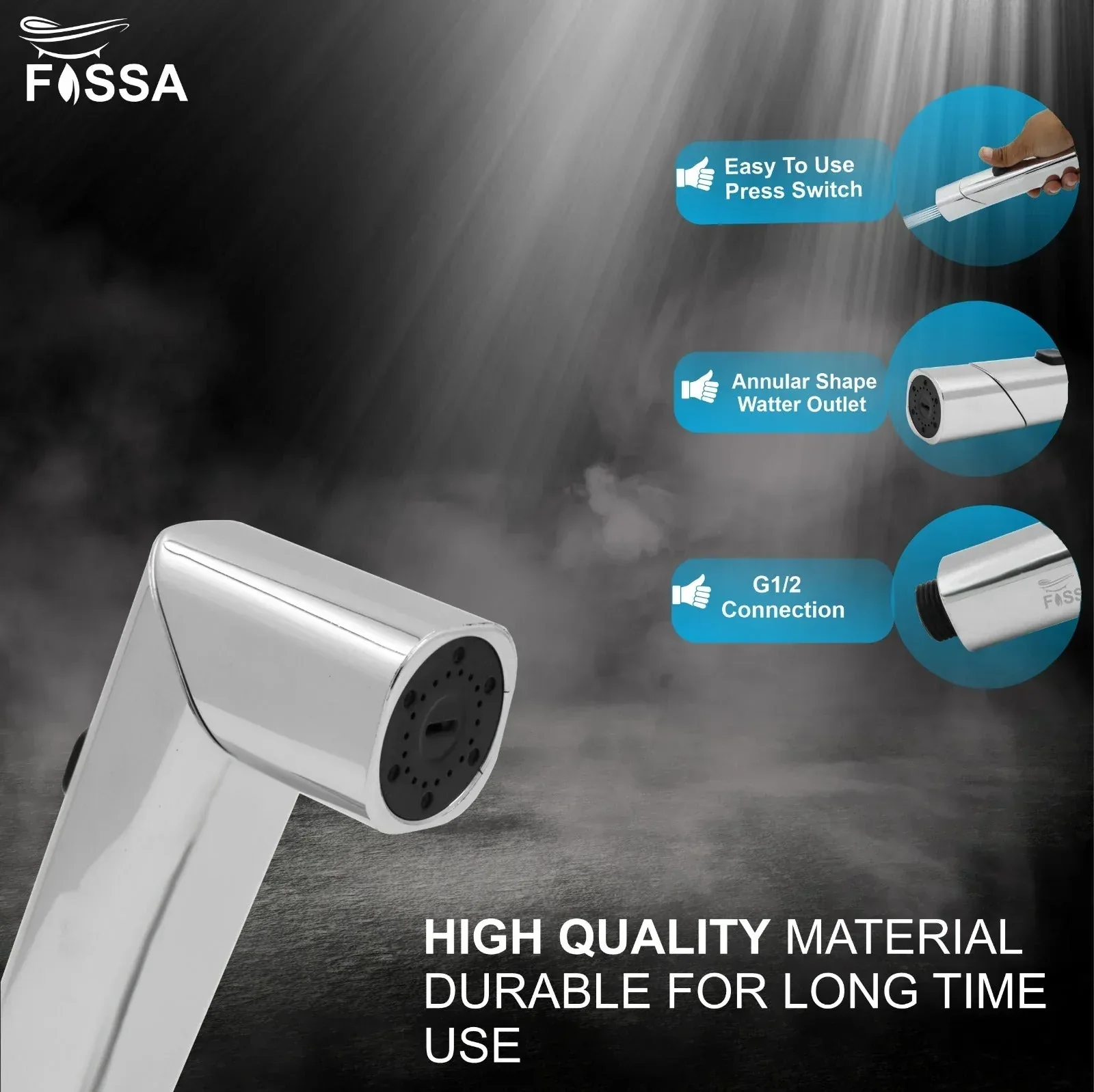 Dream Silver ABS Health Faucet with 1 Meter 304-Grade SS Hose Pipe & Hook - Image 2