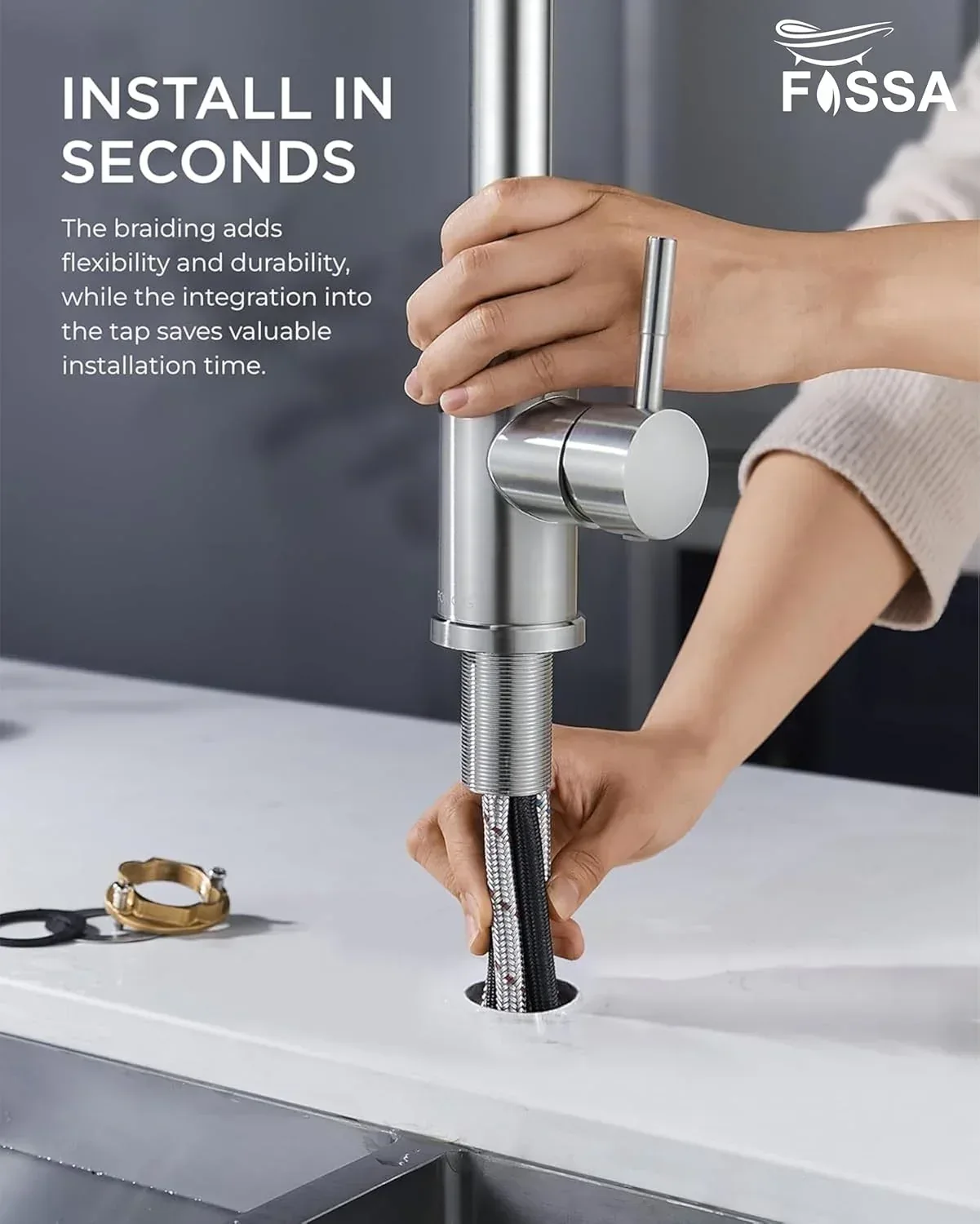 Dual-Flow Heavy SUS 304 Pull-Out 360° Hot & Cold Kitchen Mixer Faucet Silver - Image 4