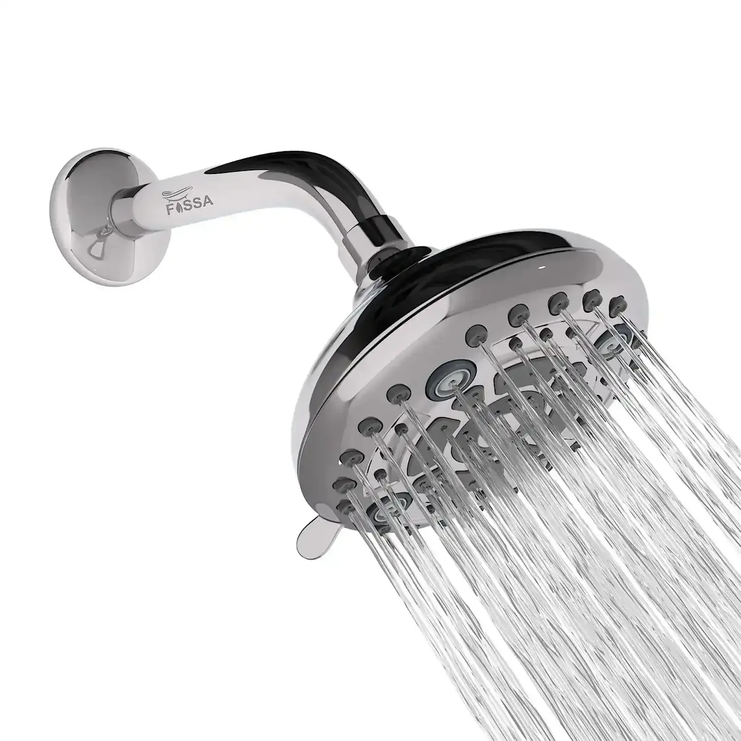 Fixed ( 5 Inches ) 304- Grade 6 Spray Settings Stainless Steel Silver Finish Overhead Shower( Arm 9 Inch )