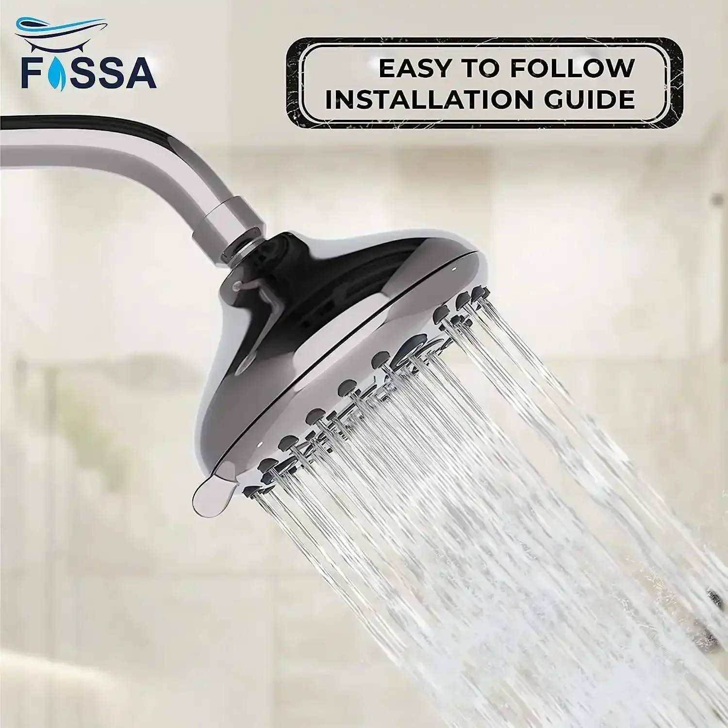 Fixed ( 5 Inches ) 304- Grade 6 Spray Settings Stainless Steel Silver Finish Overhead Shower Without Arm - Image 2
