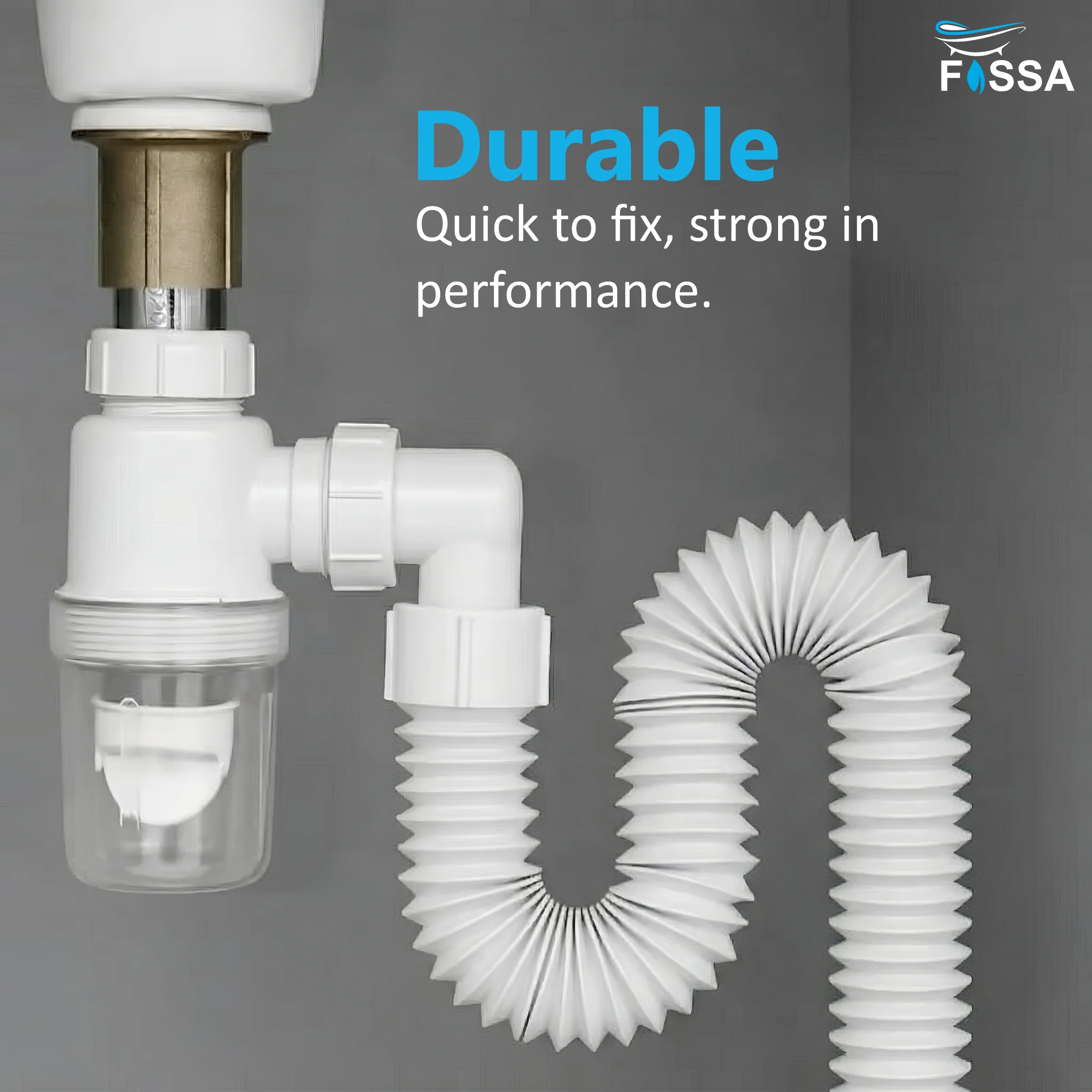 Flexible Wash basin Pipe with Cup Trap (White) - Image 5