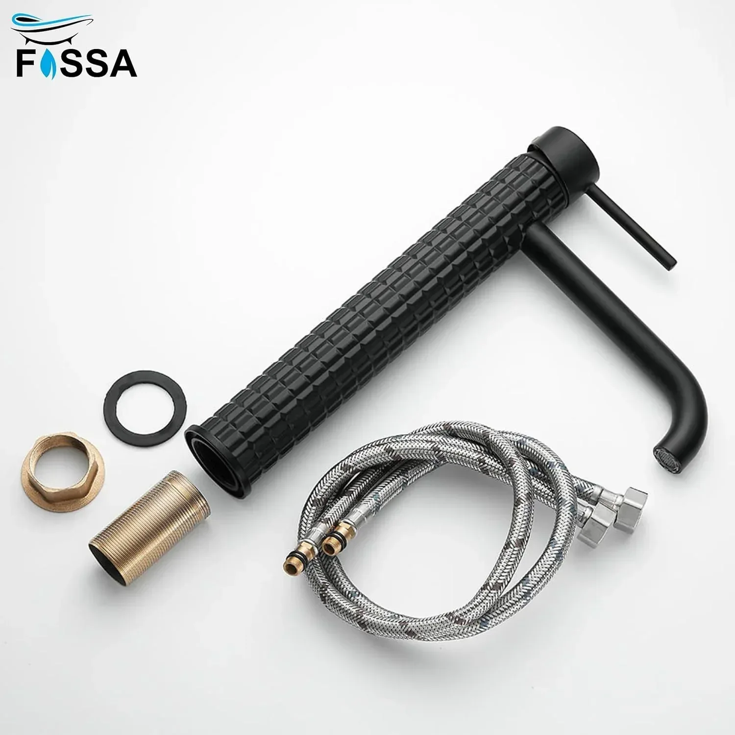 Fossa 12" Vitro Brass Wash Basin Mixer Tap Hot & Cold Black - Image 6